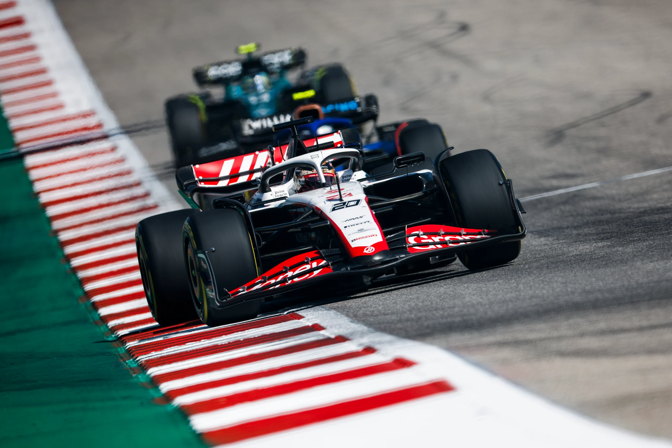 AUSTIN, TEXAS - OCTOBER 22: Kevin Magnussen of Denmark driving the (20) Haas F1 VF-23 Ferrari on