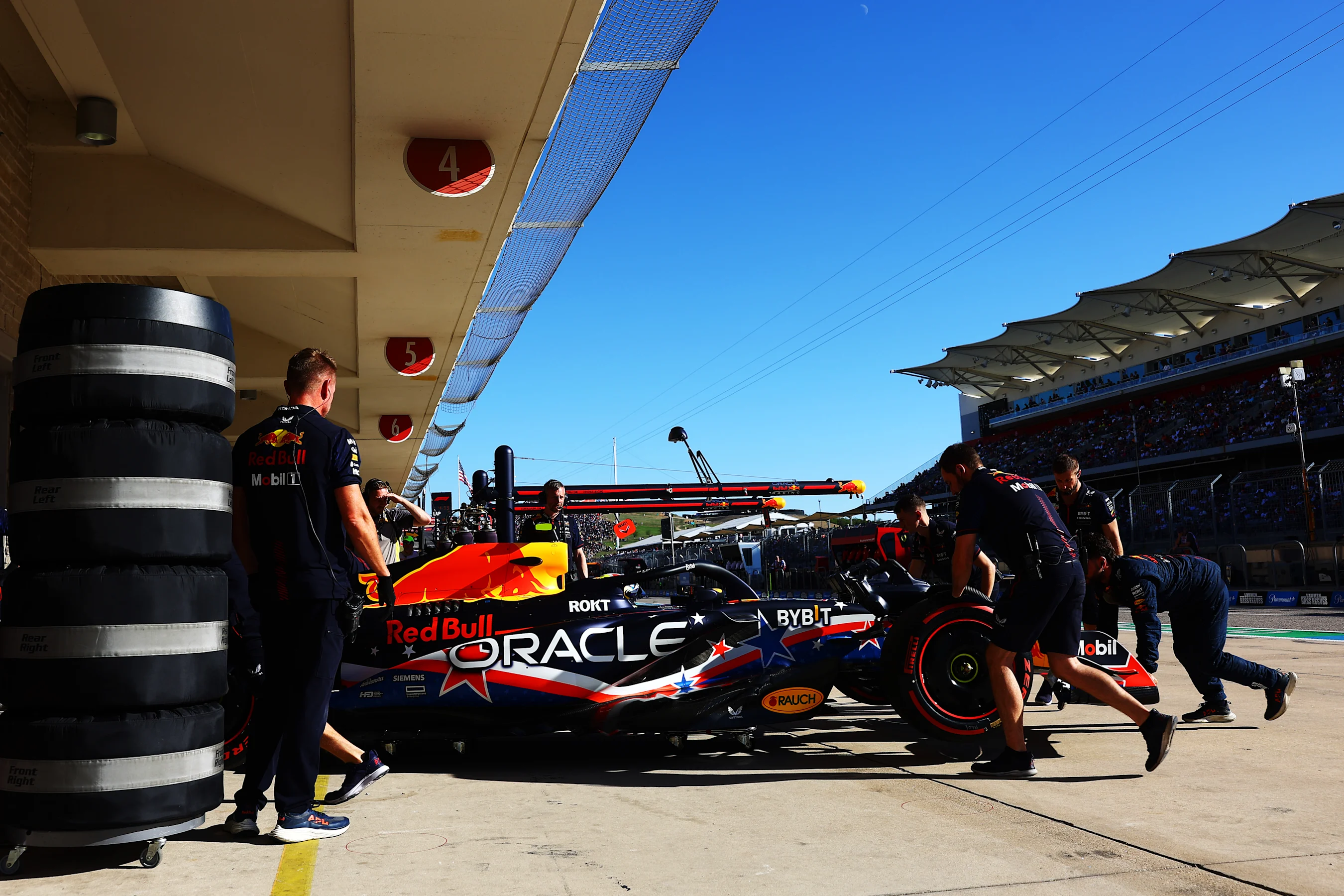 AUSTIN, TEXAS - OCTOBER 20: Sergio Perez of Mexico driving the (11) Oracle Red Bull Racing RB19