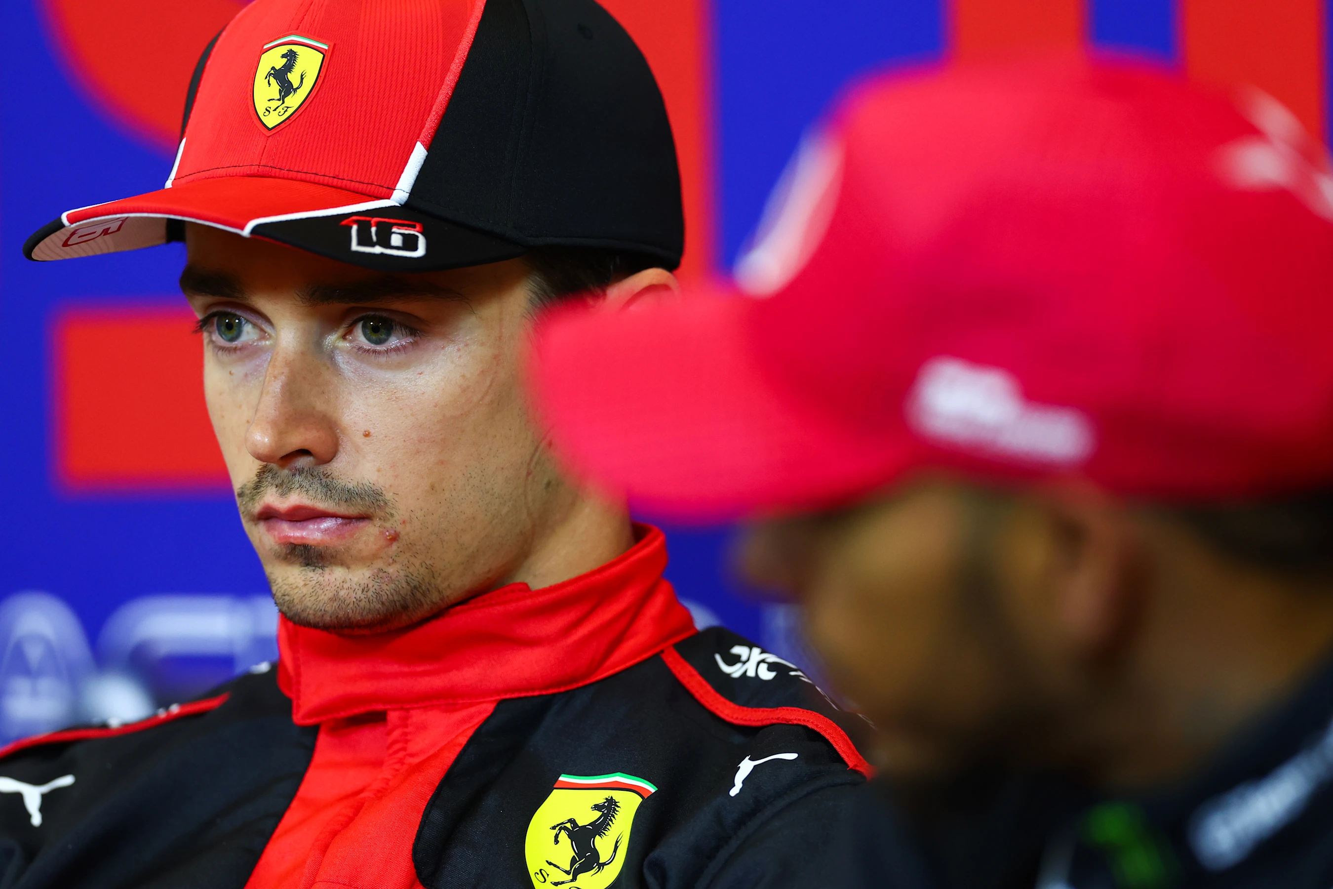 AUSTIN, TEXAS - OCTOBER 20: Pole position qualifier Charles Leclerc of Monaco and Ferrari talks in