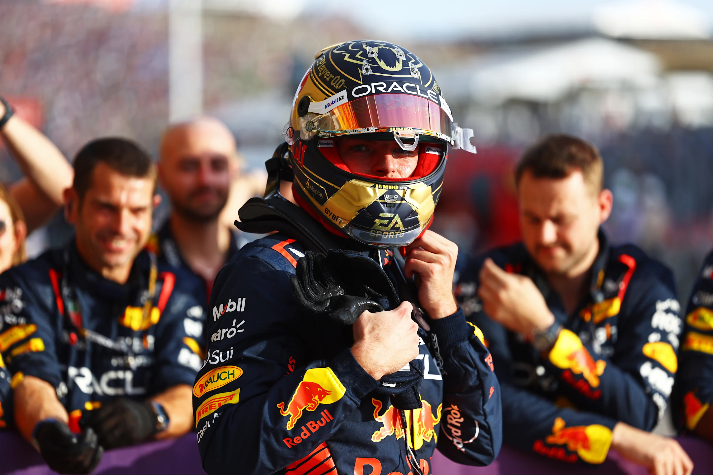 AUSTIN, TEXAS - OCTOBER 21: Sprint winner Max Verstappen of the Netherlands and Oracle Red Bull