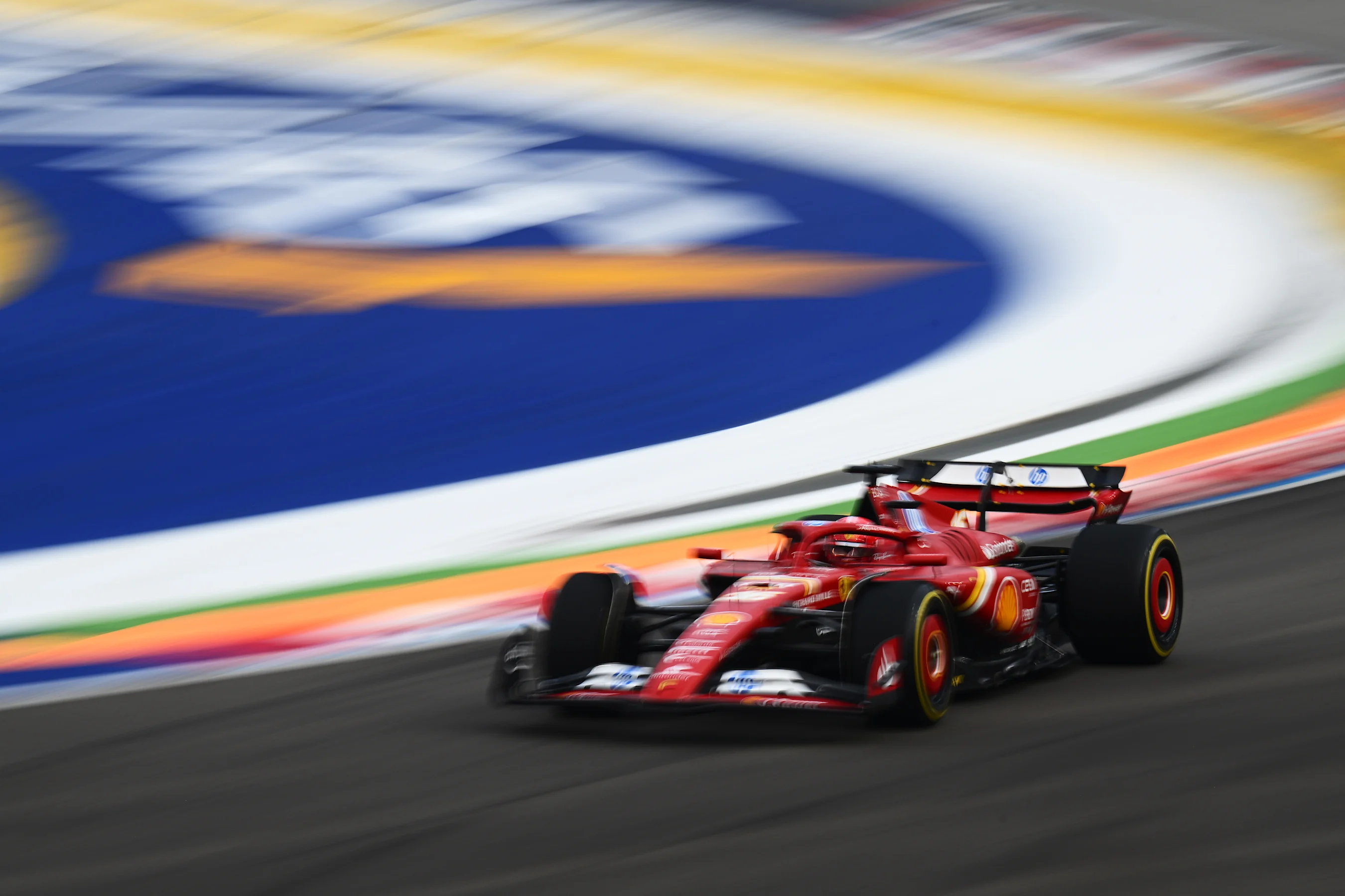 SINGAPORE, SINGAPORE - SEPTEMBER 21: Charles Leclerc of Monaco driving the (16) Ferrari SF-24 on
