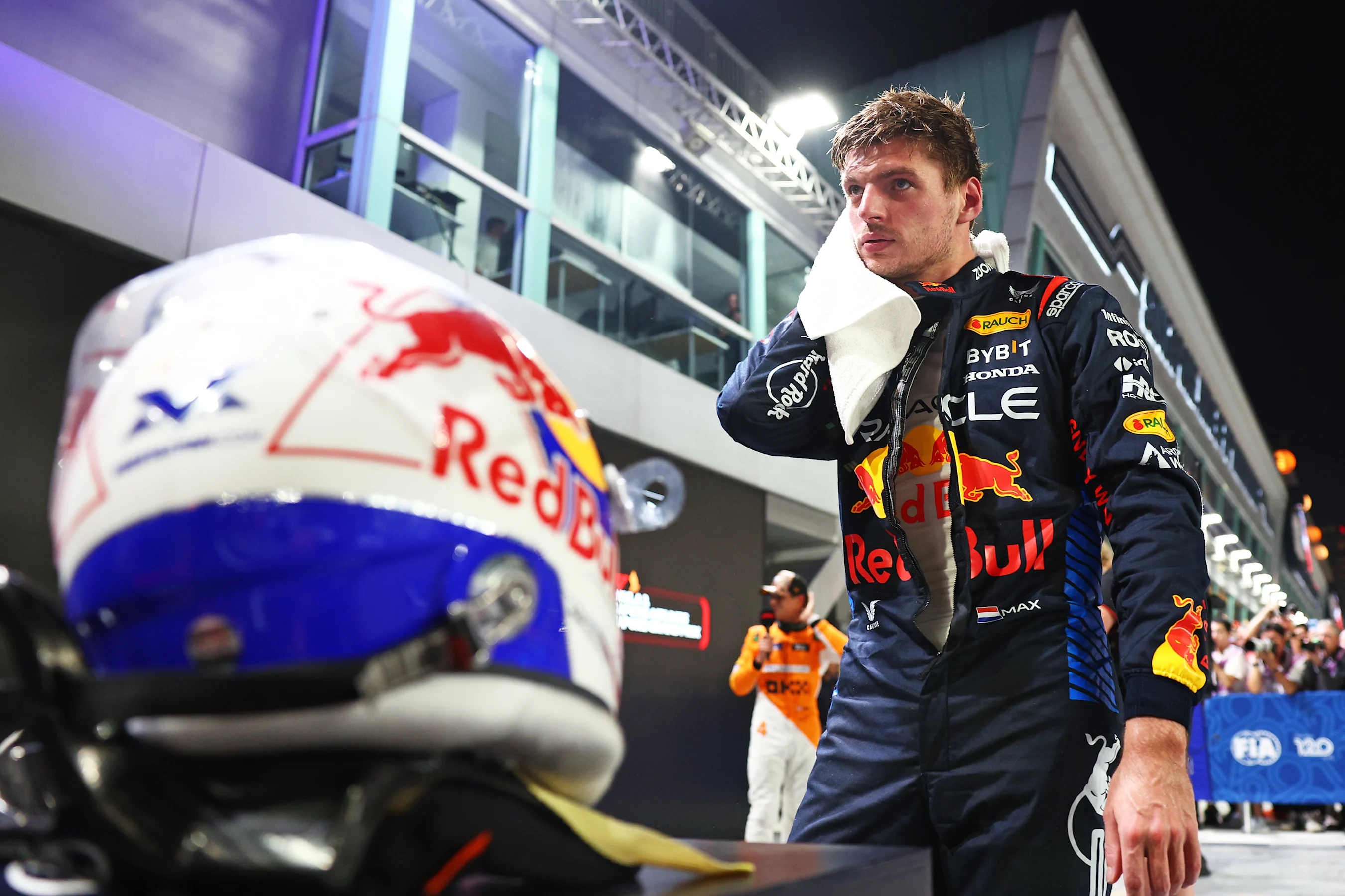 SINGAPORE, SINGAPORE - SEPTEMBER 21: Second placed qualifier Max Verstappen of the Netherlands and