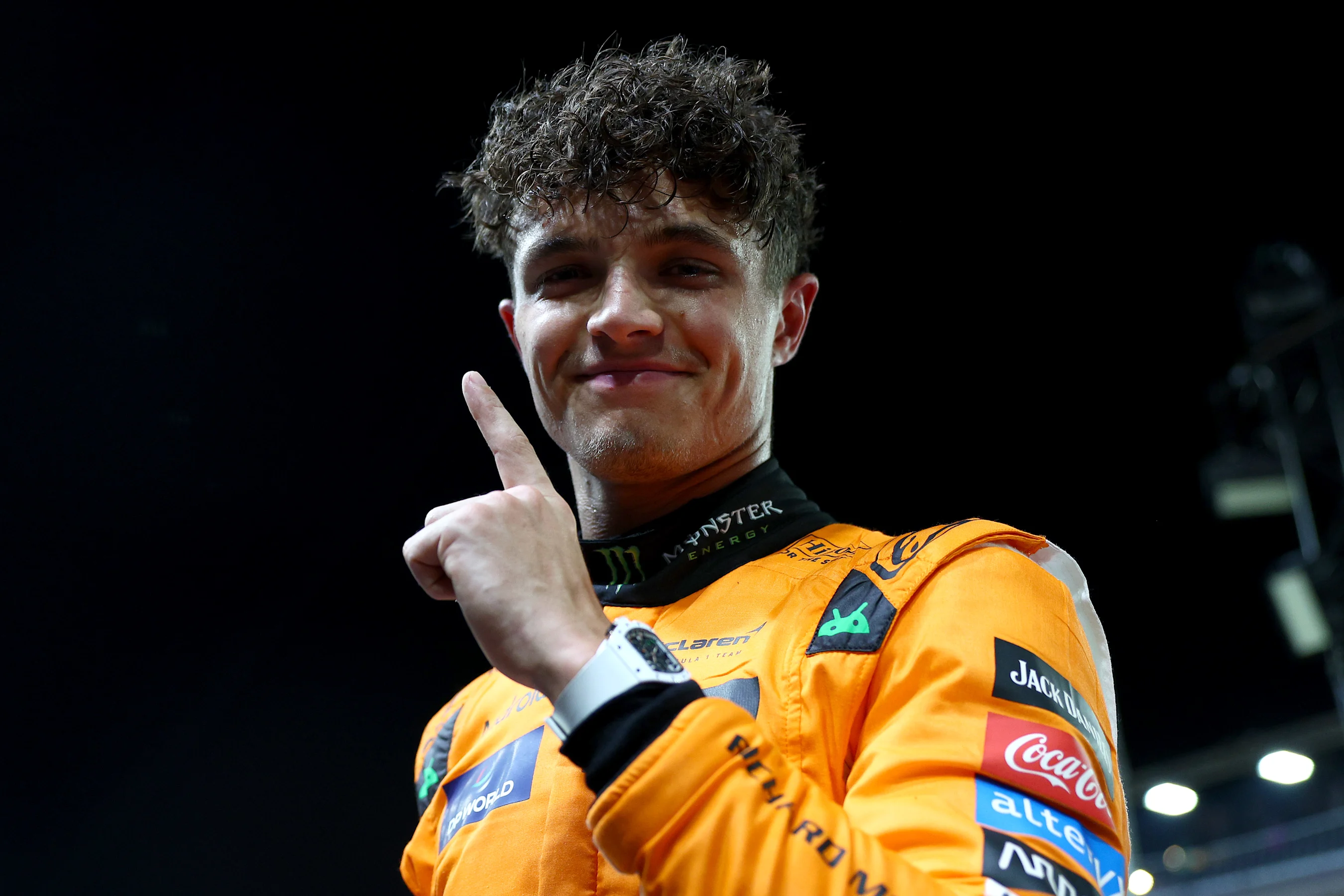 SINGAPORE, SINGAPORE - SEPTEMBER 21: Pole position qualifier Lando Norris of Great Britain and