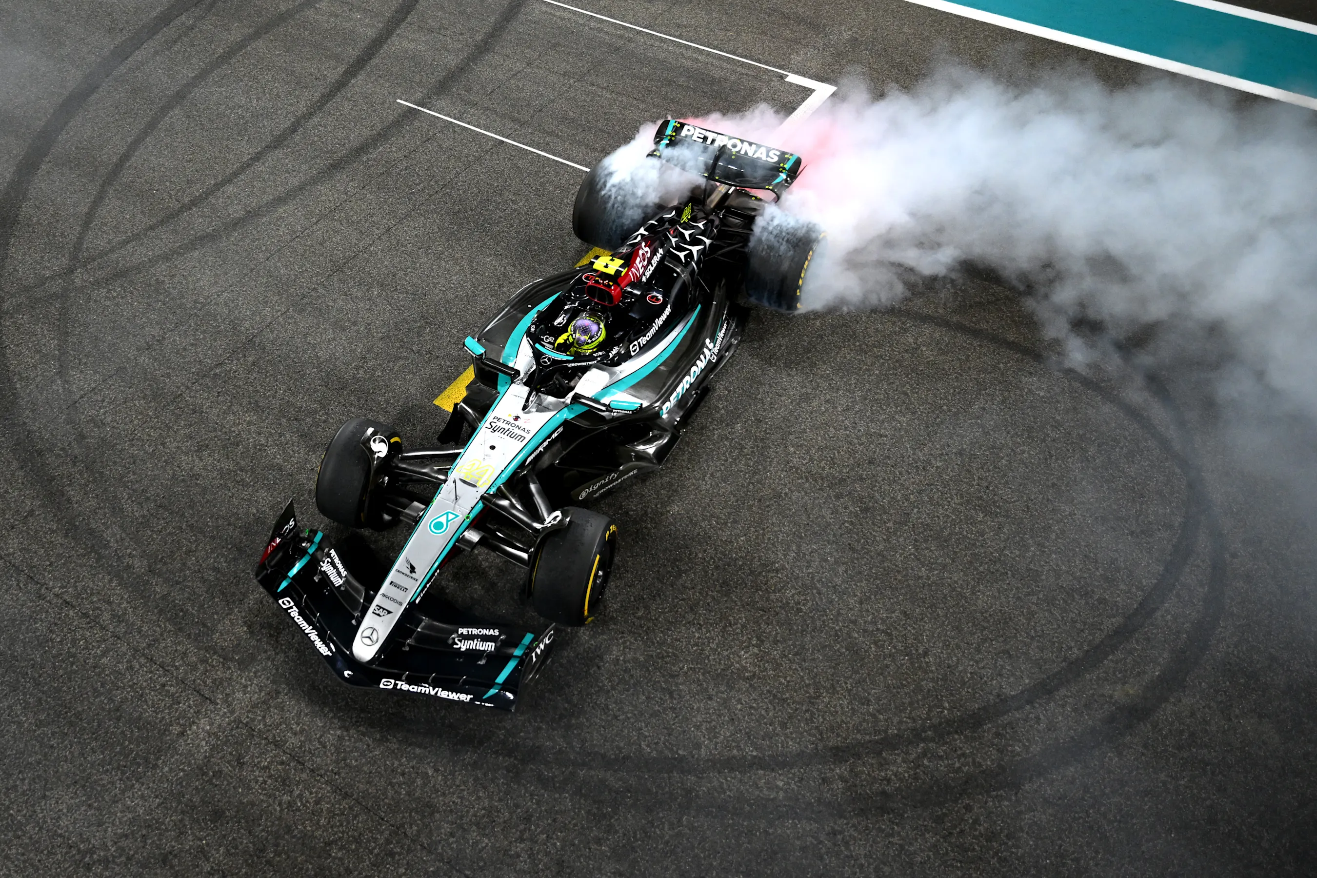 ABU DHABI, UNITED ARAB EMIRATES - DECEMBER 08: 4th placed Lewis Hamilton of Great Britain driving