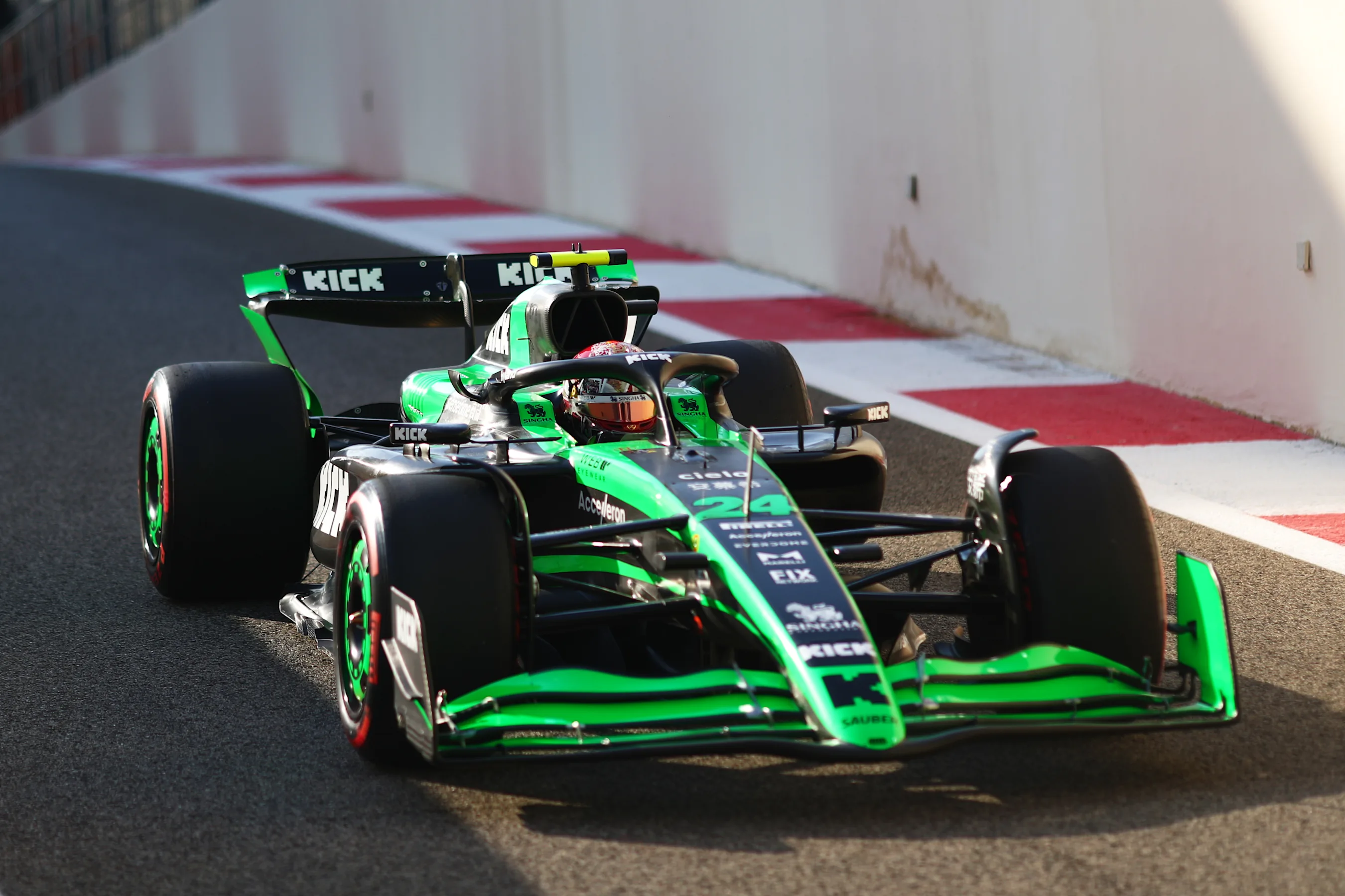 ABU DHABI, UNITED ARAB EMIRATES - DECEMBER 07: Zhou Guanyu of China driving the (24) Kick Sauber