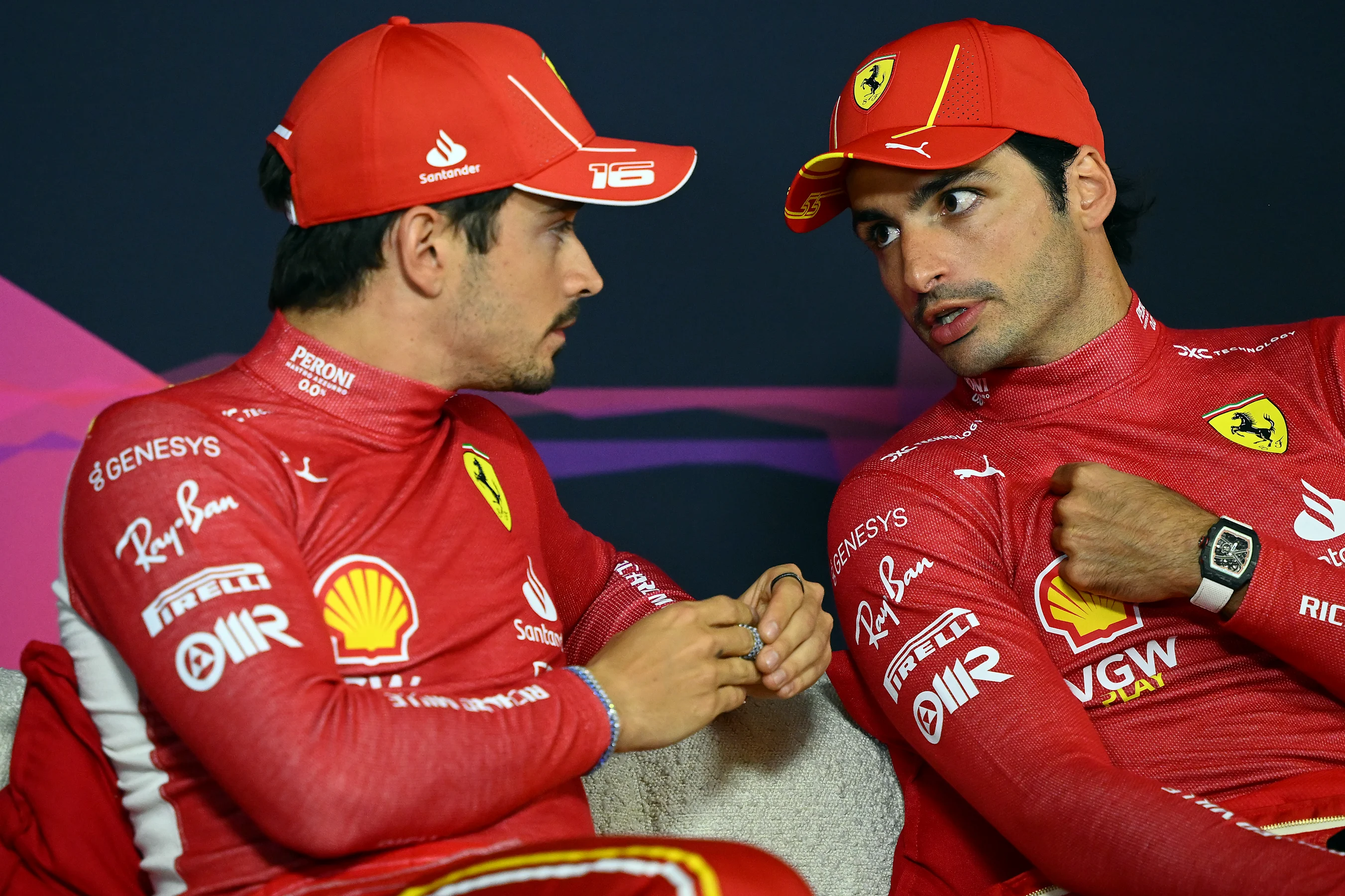 MELBOURNE, AUSTRALIA - MARCH 24: Race winner Carlos Sainz of Spain and Ferrari and Second placed