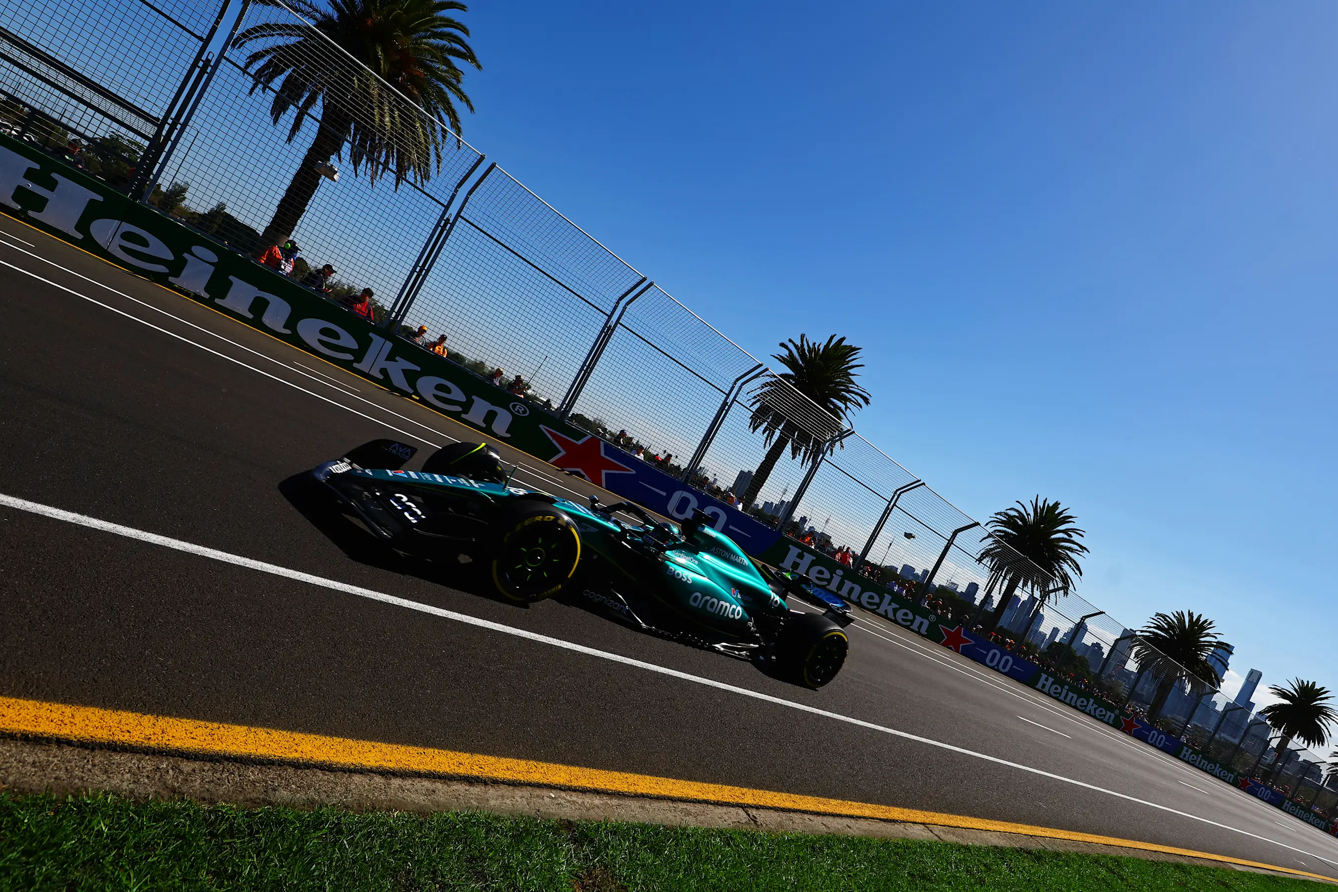 MELBOURNE, AUSTRALIA - MARCH 22: Lance Stroll of Canada driving the (18) Aston Martin AMR24