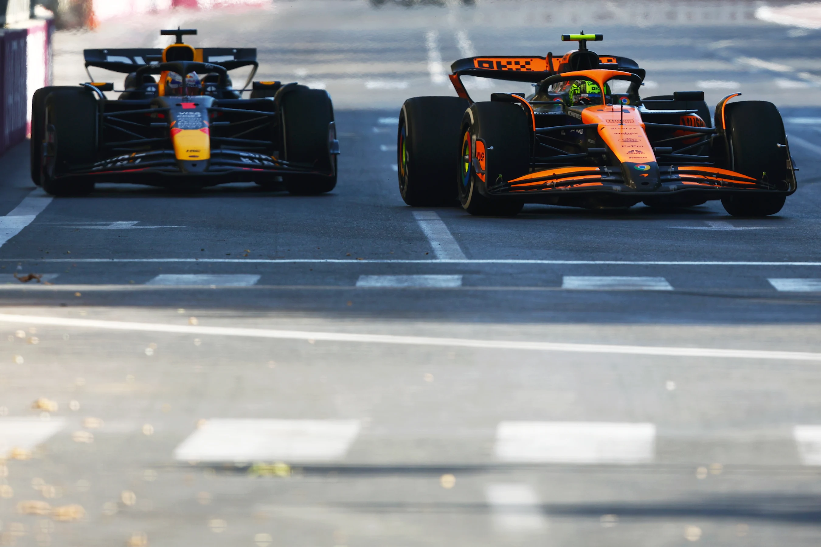 BAKU, AZERBAIJAN - SEPTEMBER 15: Lando Norris of Great Britain driving the (4) McLaren MCL38
