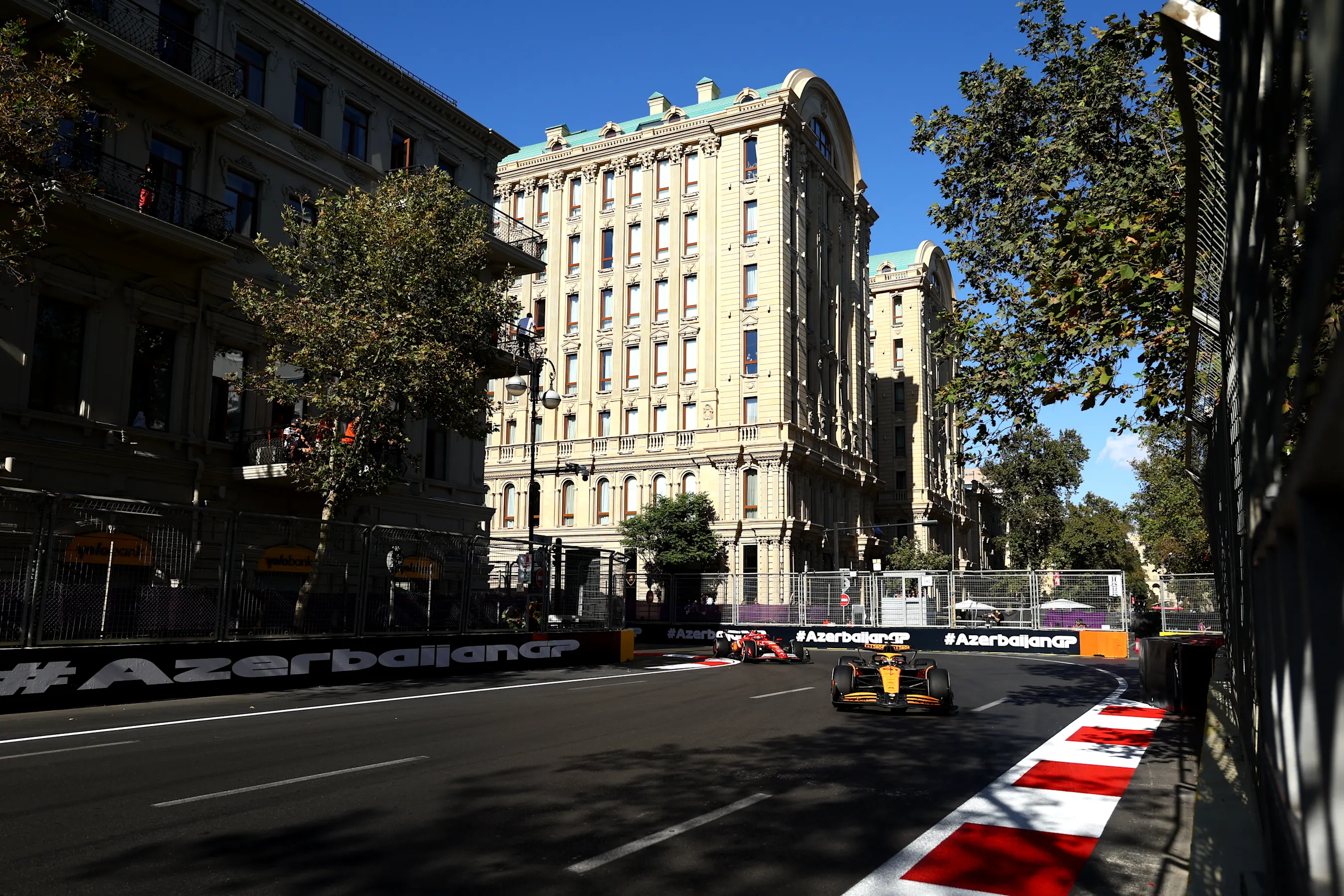 BAKU, AZERBAIJAN - SEPTEMBER 15: Oscar Piastri of Australia driving the (81) McLaren MCL38 Mercedes