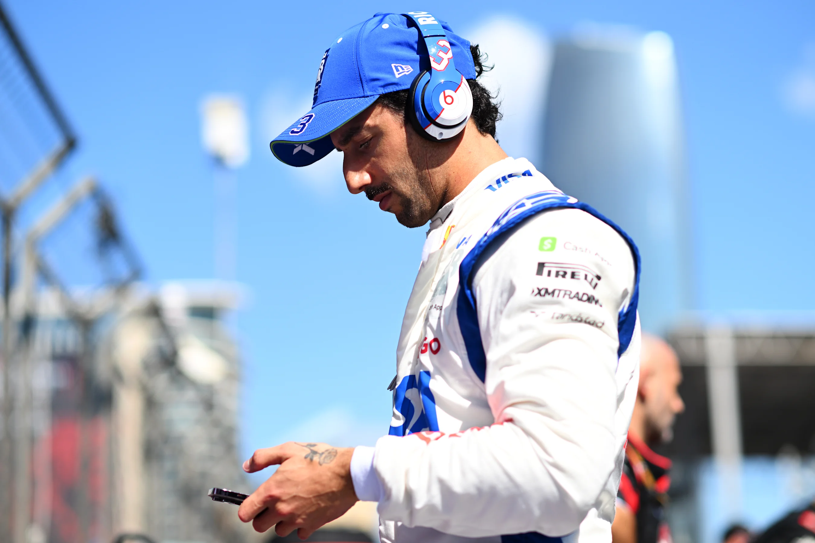 BAKU, AZERBAIJAN - SEPTEMBER 15: Daniel Ricciardo of Australia and Visa Cash App RB looks on, on