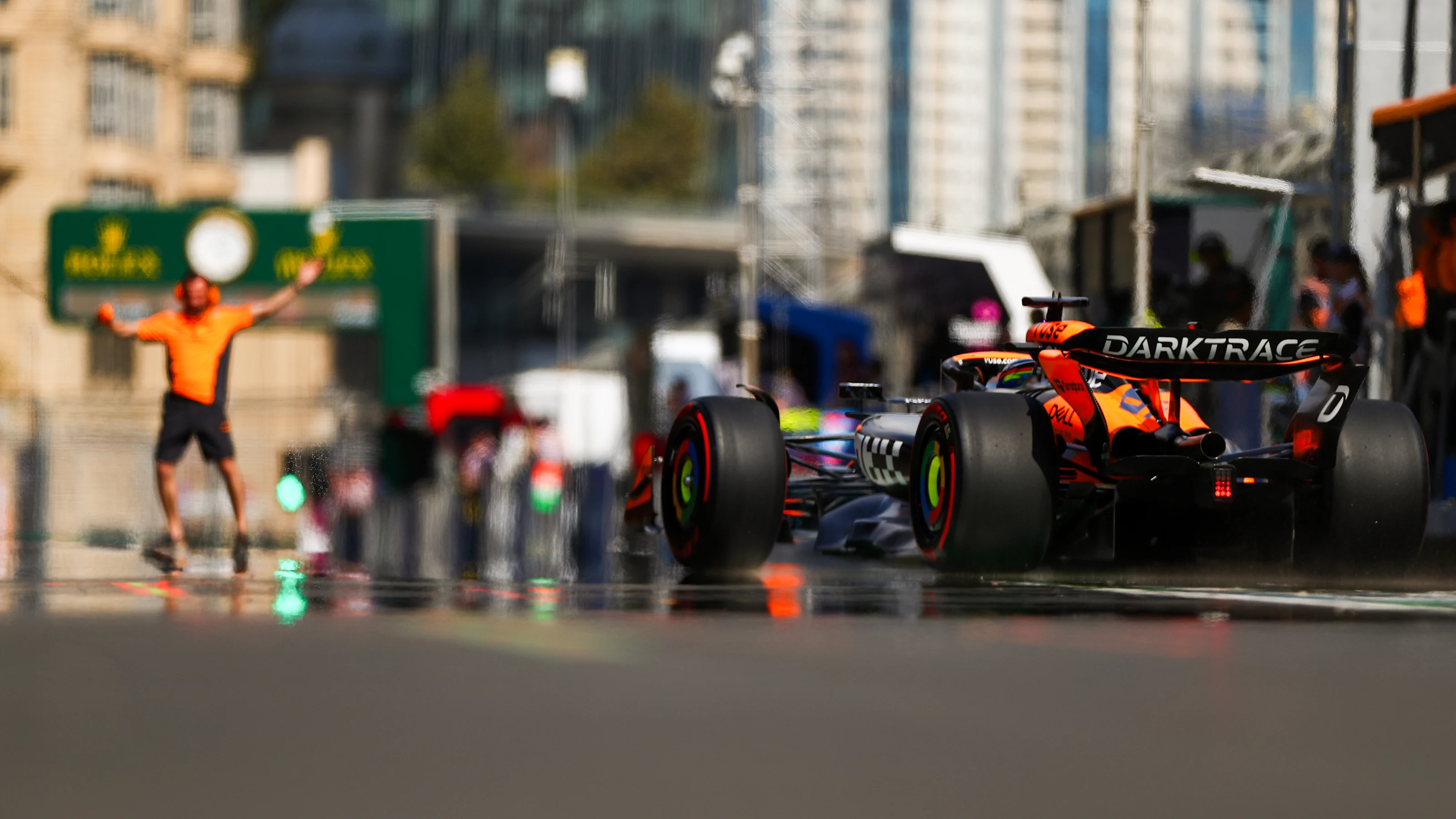 BAKU, AZERBAIJAN - SEPTEMBER 13: Oscar Piastri of McLaren and Australia  during practice ahead of