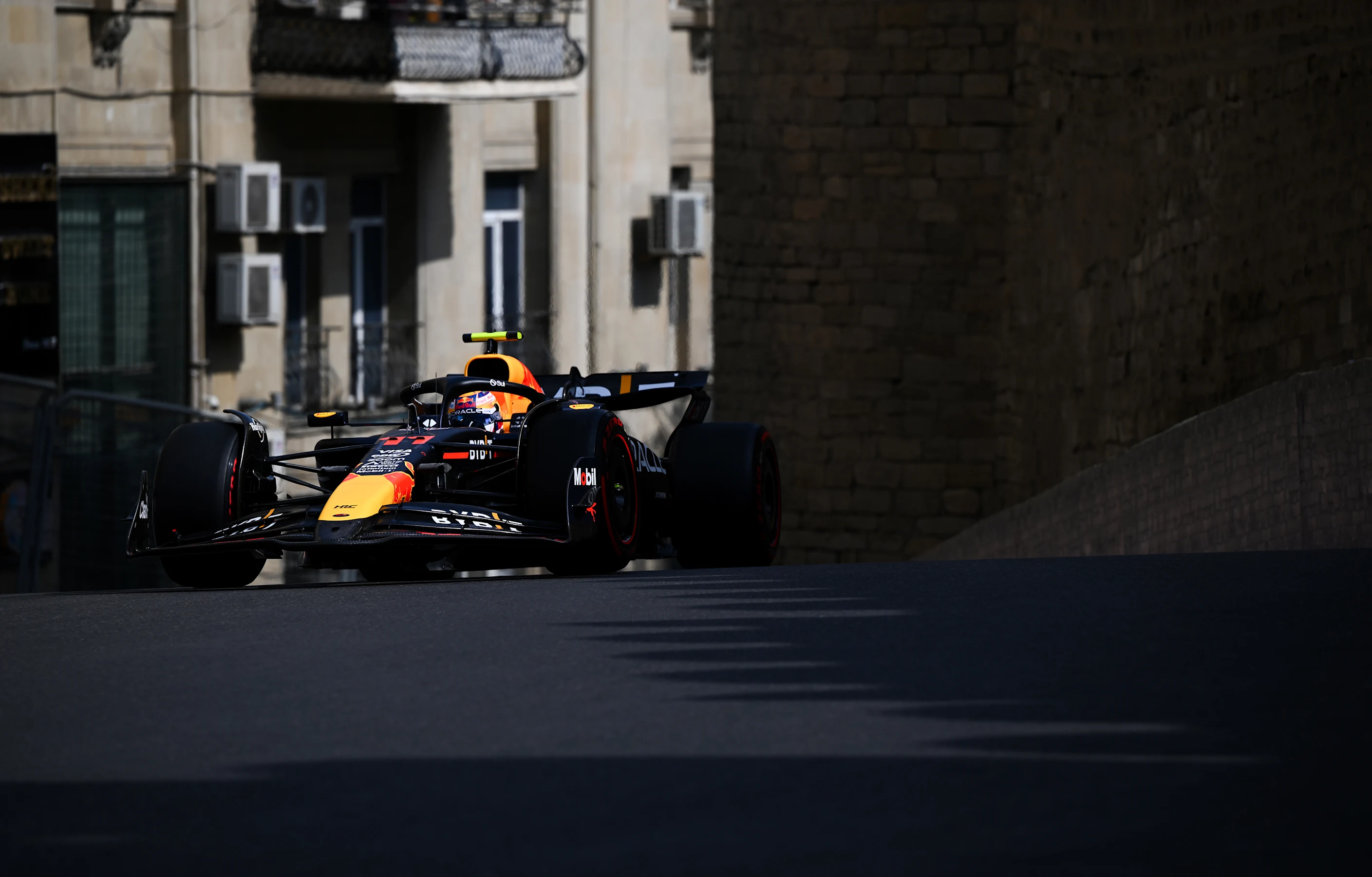 BAKU, AZERBAIJAN - SEPTEMBER 13: Sergio Perez of Mexico driving the (11) Oracle Red Bull Racing