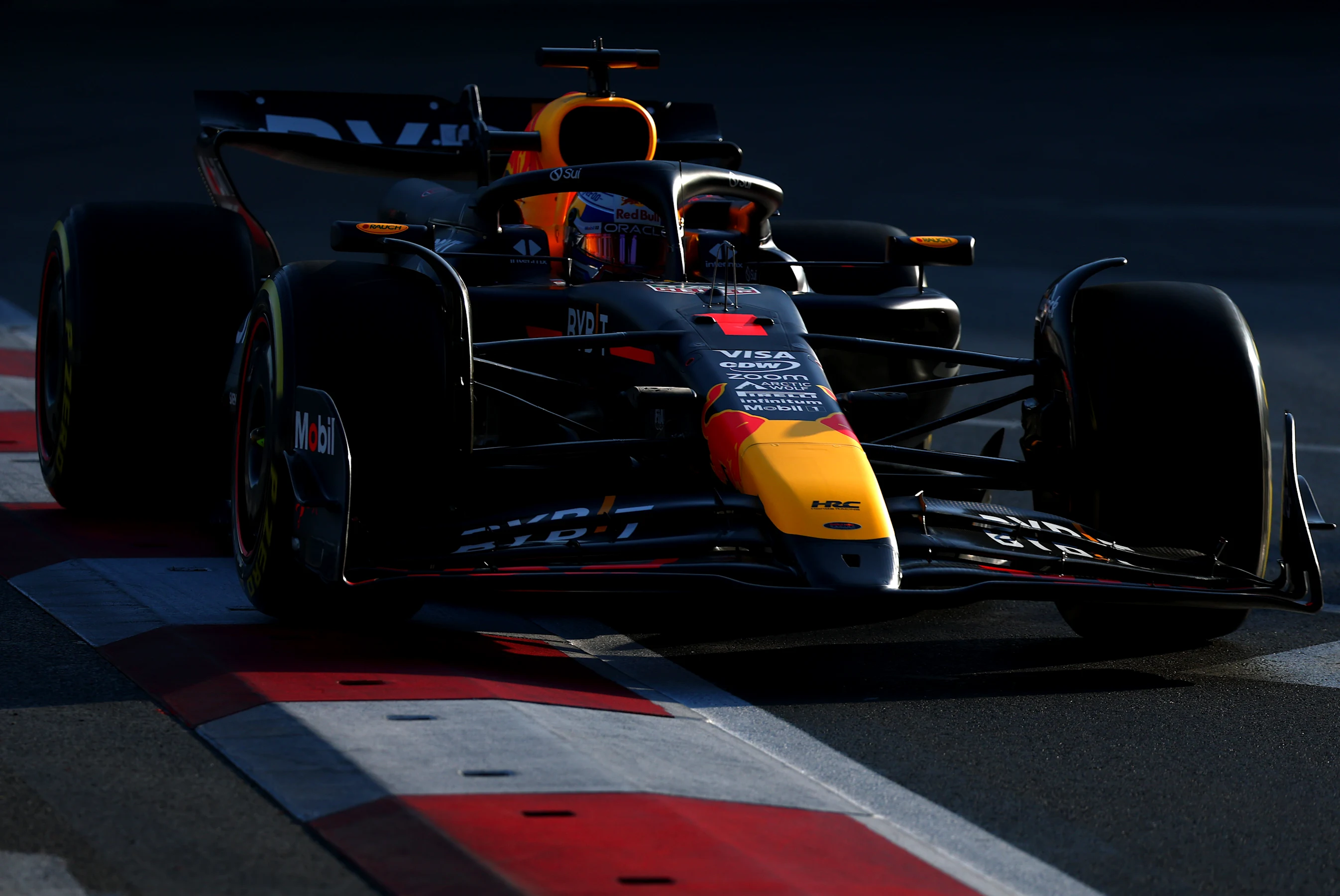 BAKU, AZERBAIJAN - SEPTEMBER 13: Max Verstappen of the Netherlands driving the (1) Oracle Red Bull