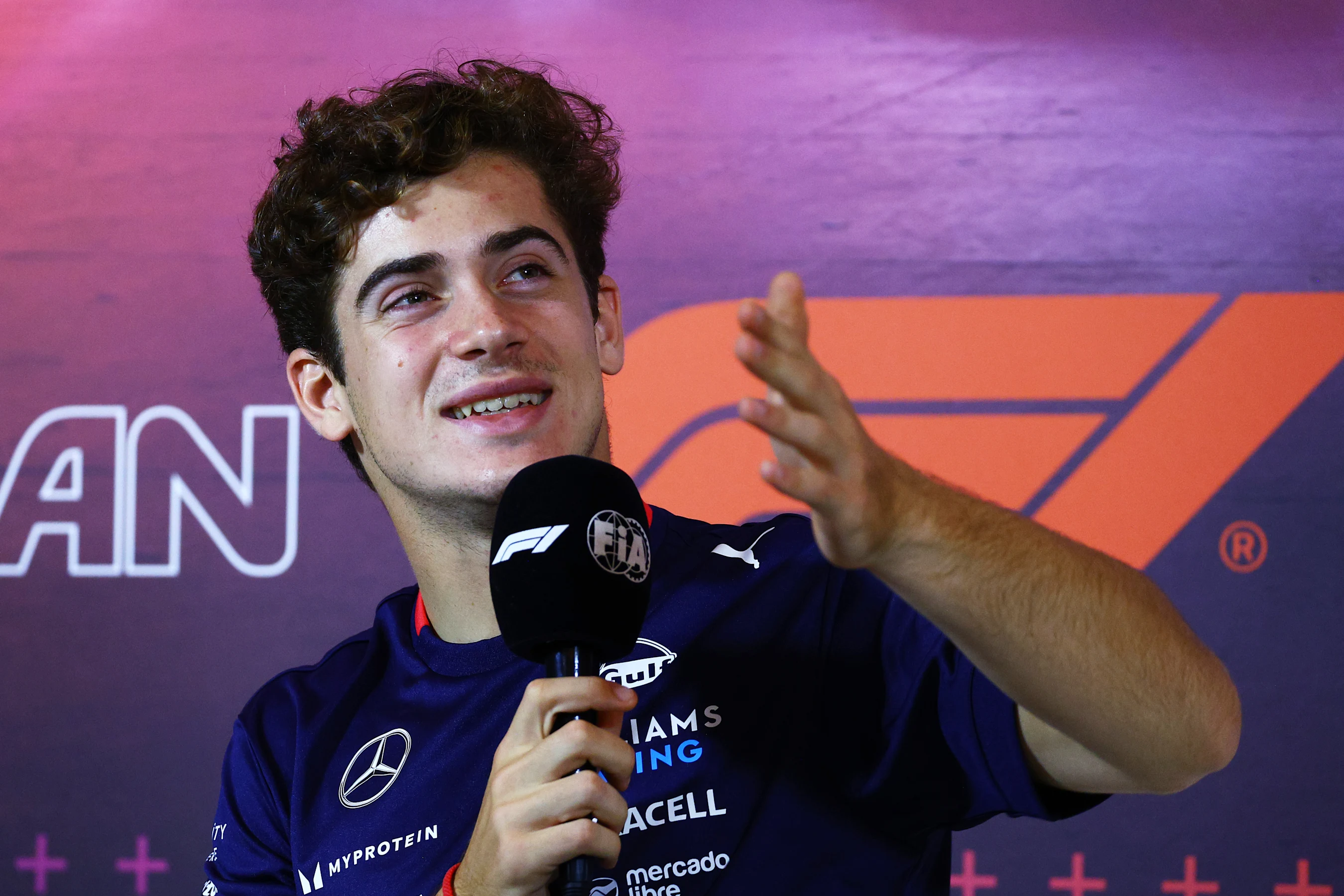 BAKU, AZERBAIJAN - SEPTEMBER 12: Franco Colapinto of Argentina and Williams attends the Drivers