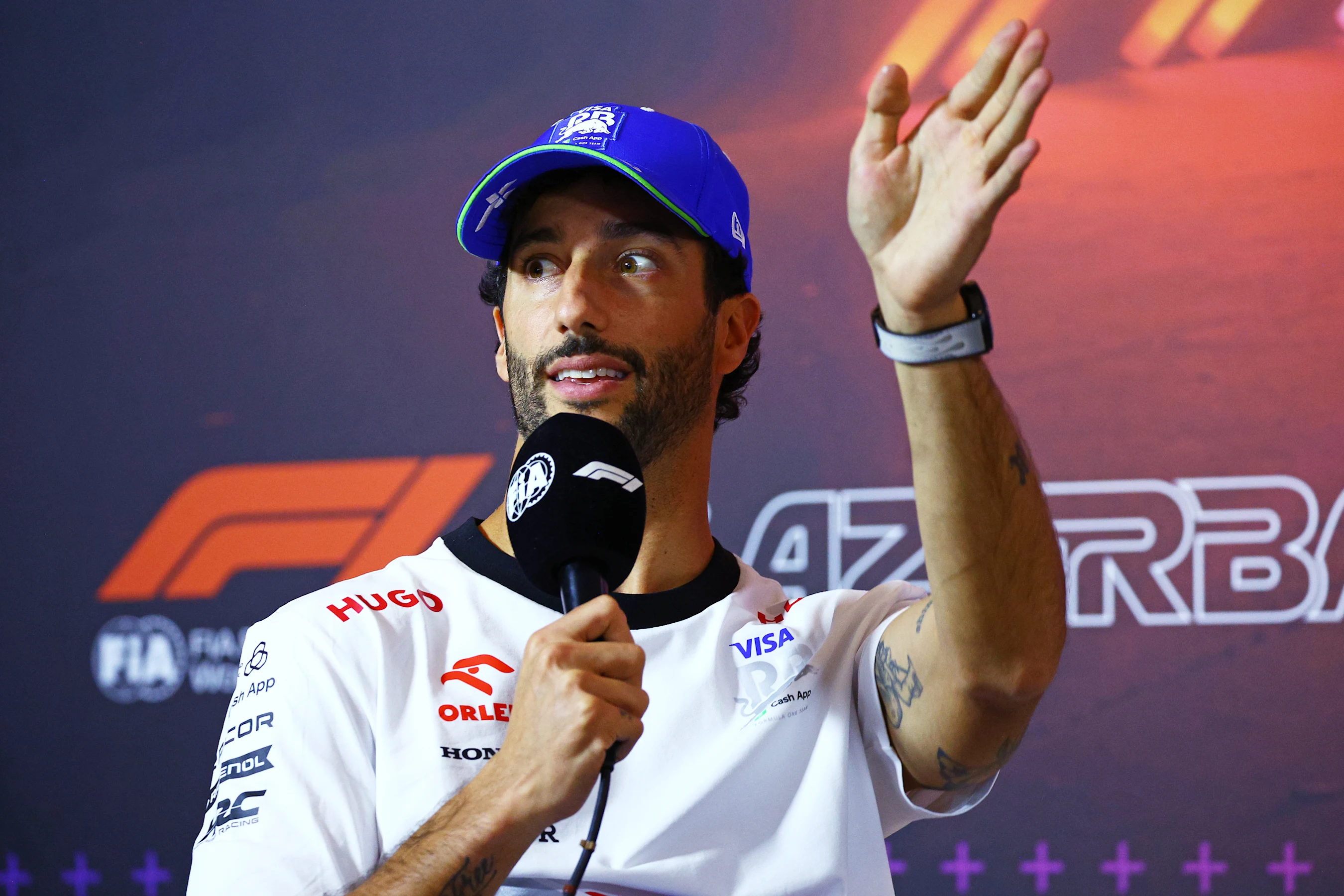 BAKU, AZERBAIJAN - SEPTEMBER 12: Daniel Ricciardo of Australia and Visa Cash App RB attends the