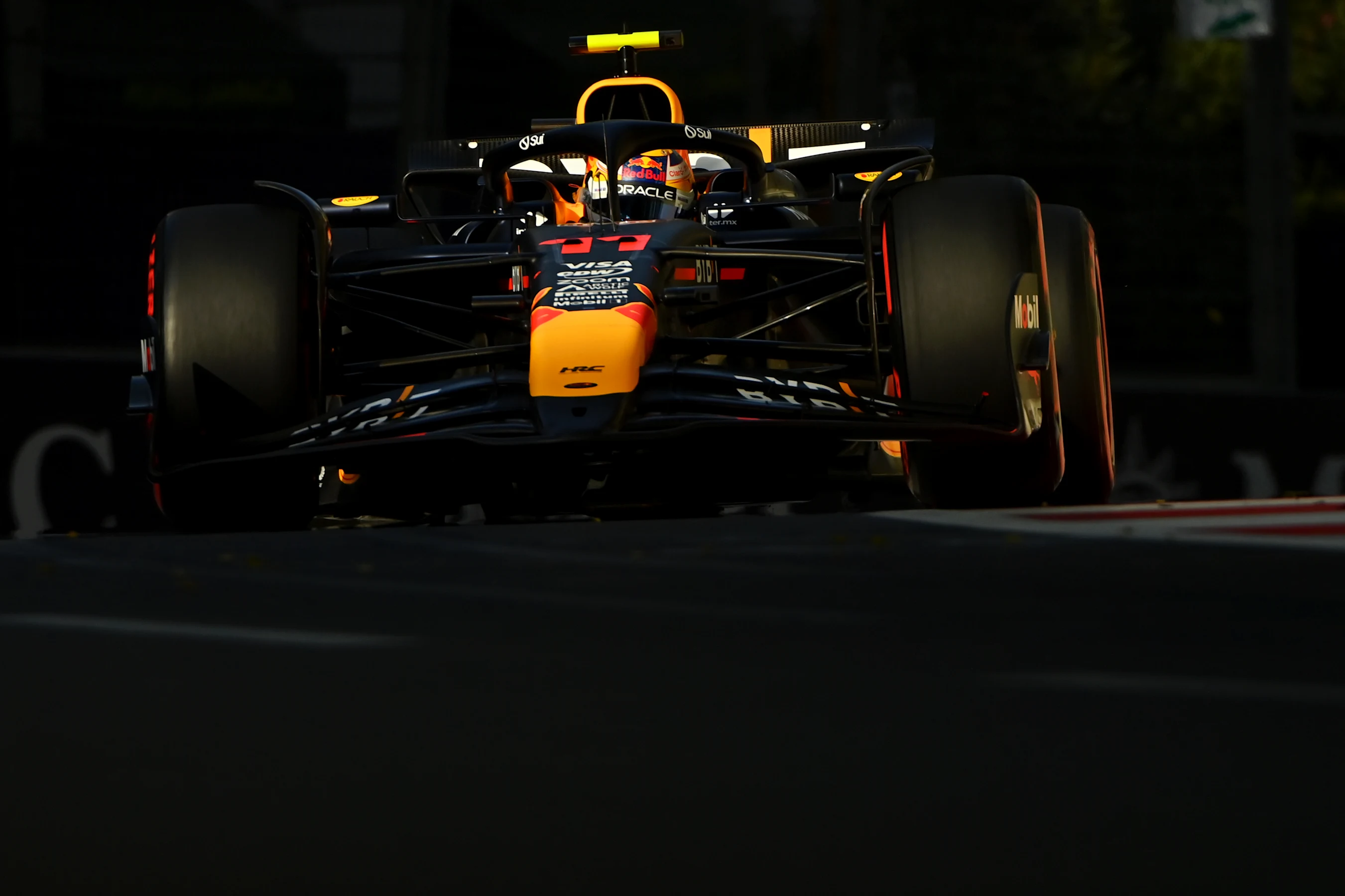 BAKU, AZERBAIJAN - SEPTEMBER 14: Sergio Perez of Mexico driving the (11) Oracle Red Bull Racing