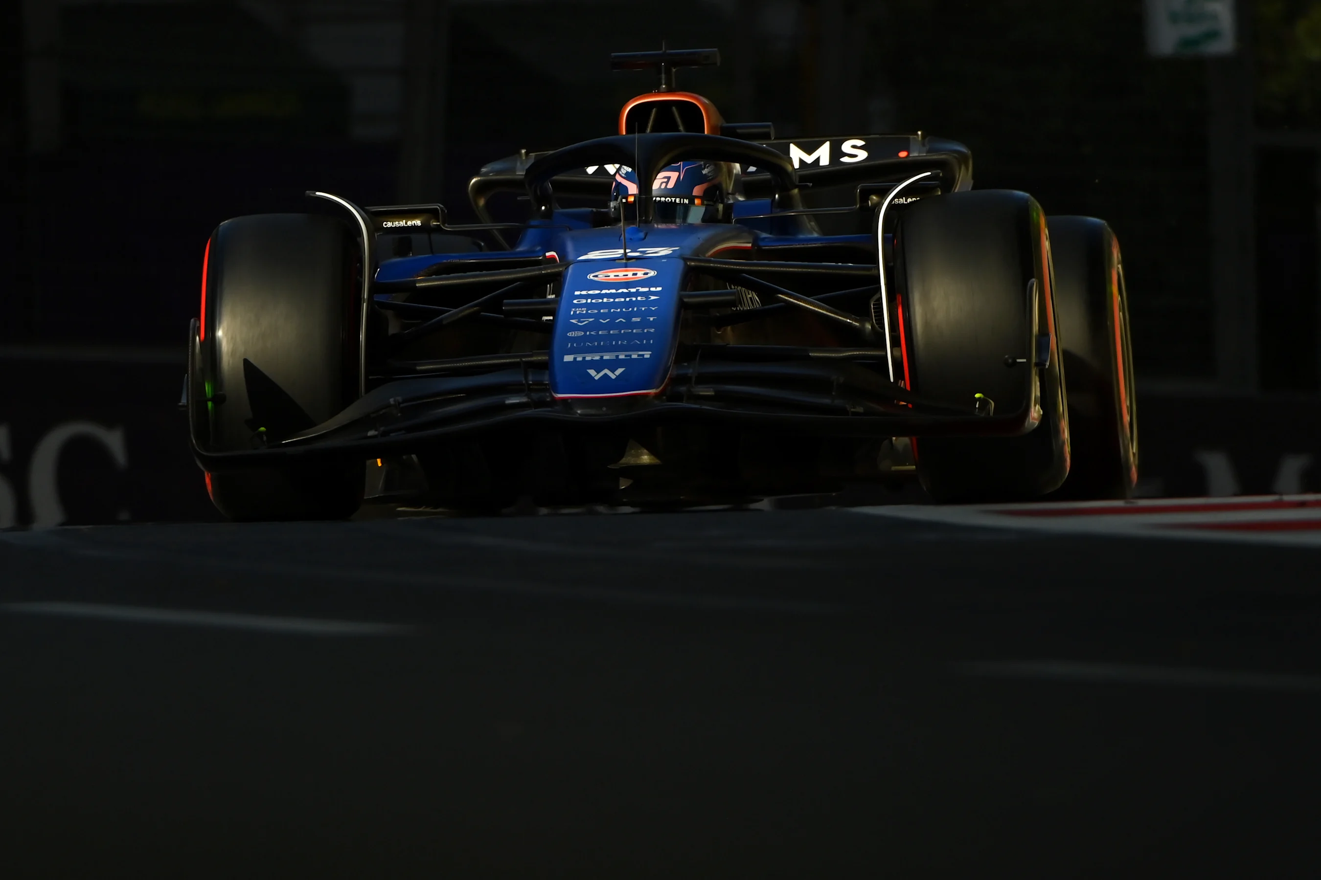 BAKU, AZERBAIJAN - SEPTEMBER 14: Alexander Albon of Thailand driving the (23) Williams FW46