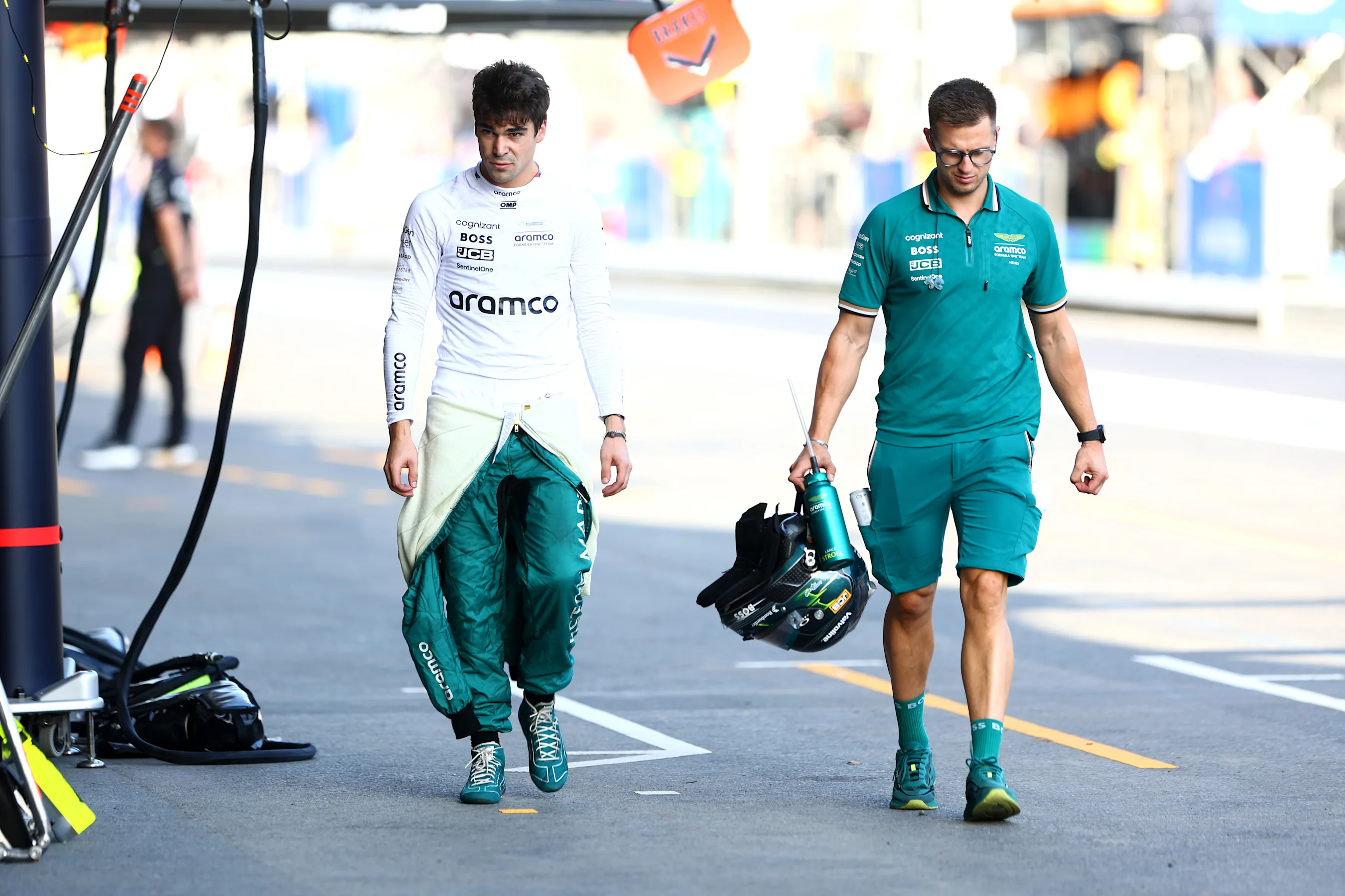 BAKU, AZERBAIJAN - SEPTEMBER 14: 15th placed qualifier Lance Stroll of Canada and Aston Martin F1