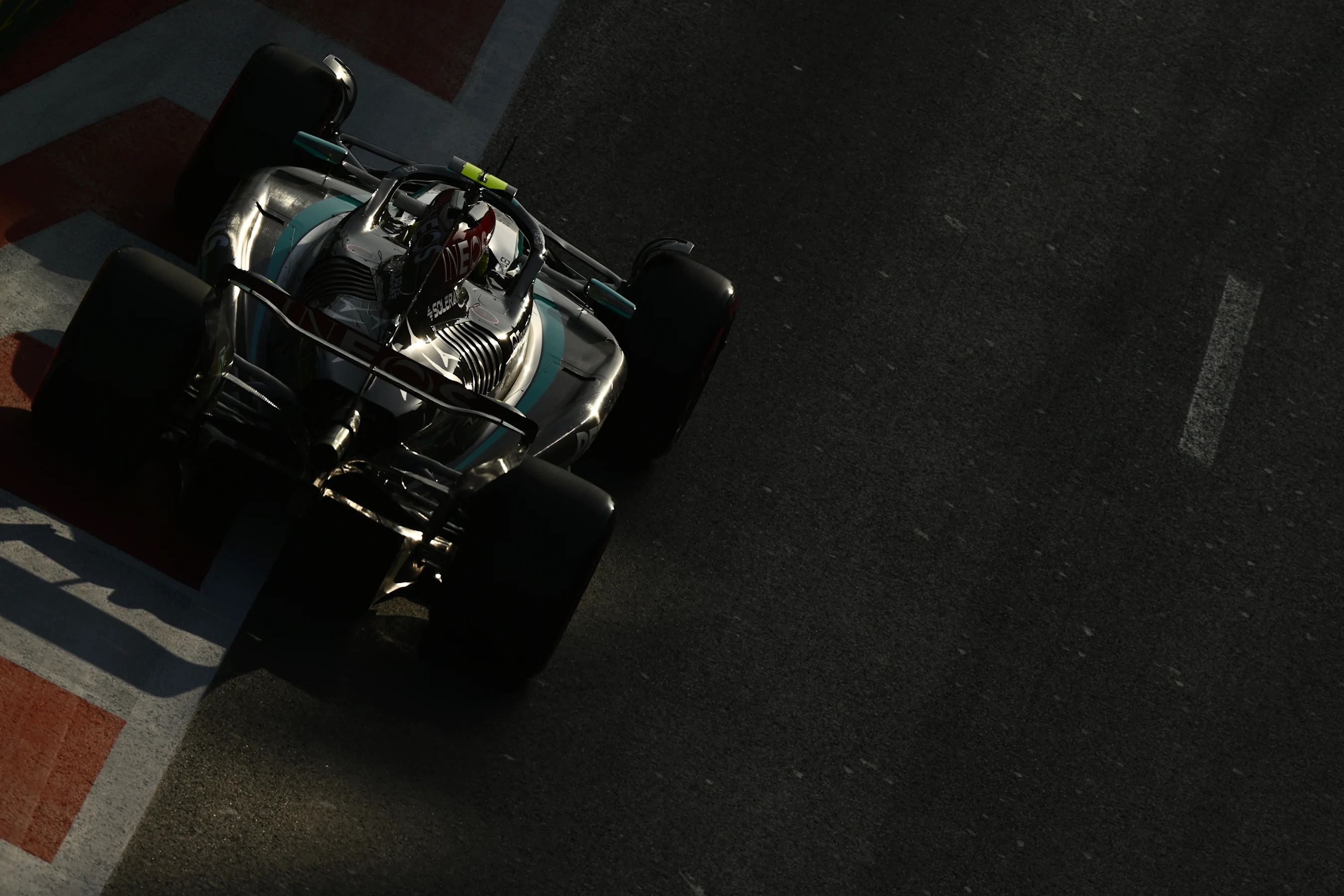 BAKU, AZERBAIJAN - SEPTEMBER 14: Lewis Hamilton of Great Britain driving the (44) Mercedes AMG