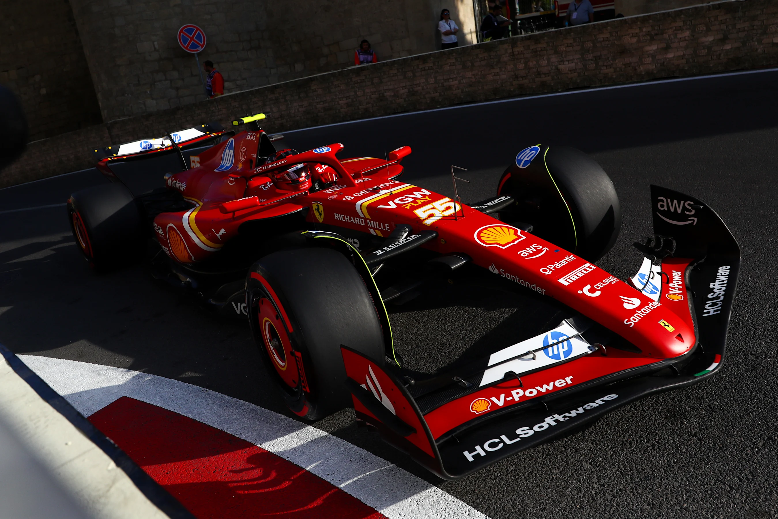 BAKU, AZERBAIJAN - SEPTEMBER 14: Carlos Sainz of Spain driving (55) the Ferrari SF-24 on track
