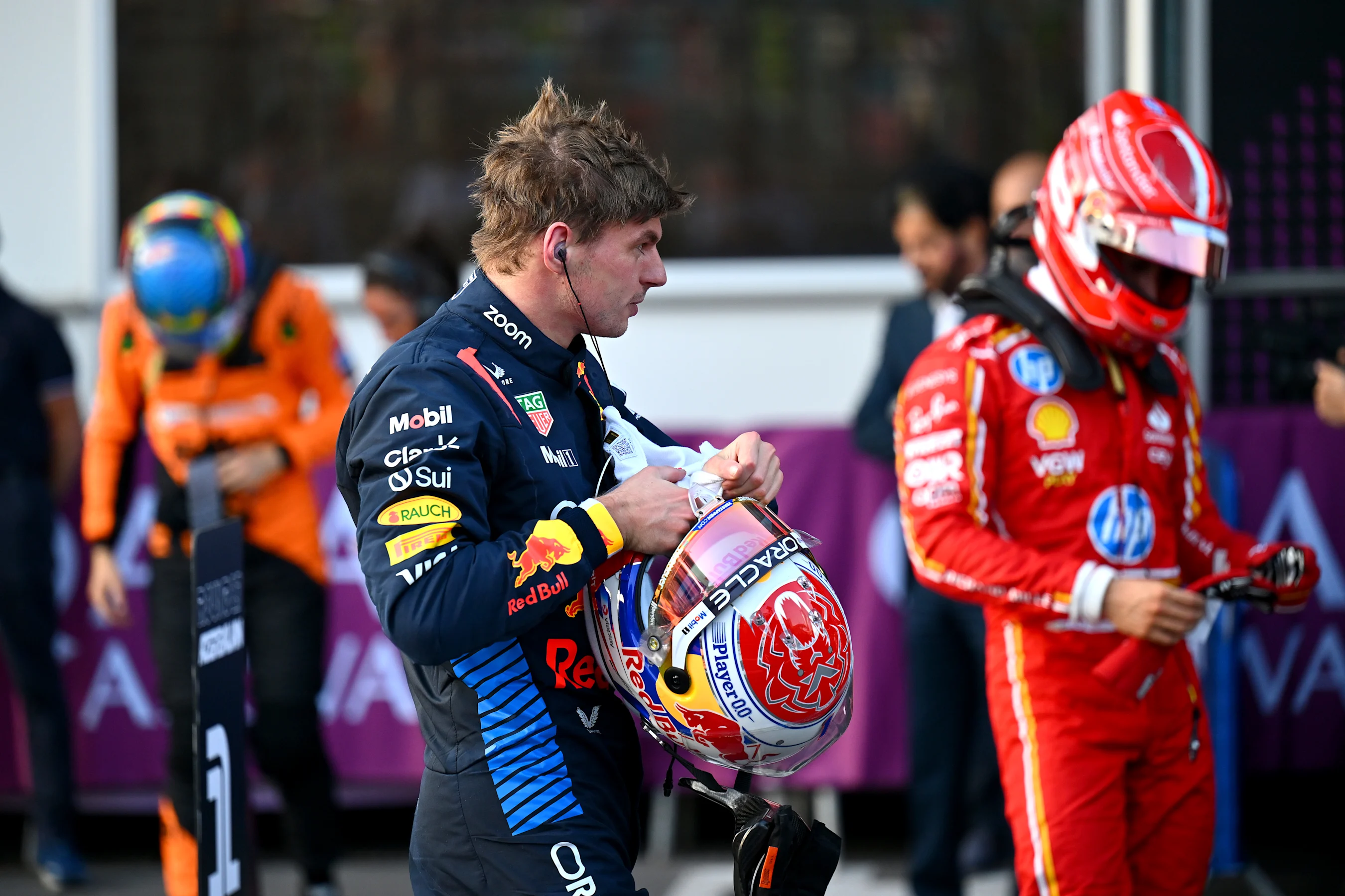 BAKU, AZERBAIJAN - SEPTEMBER 14: 6th placed qualifier Max Verstappen of the Netherlands and Oracle