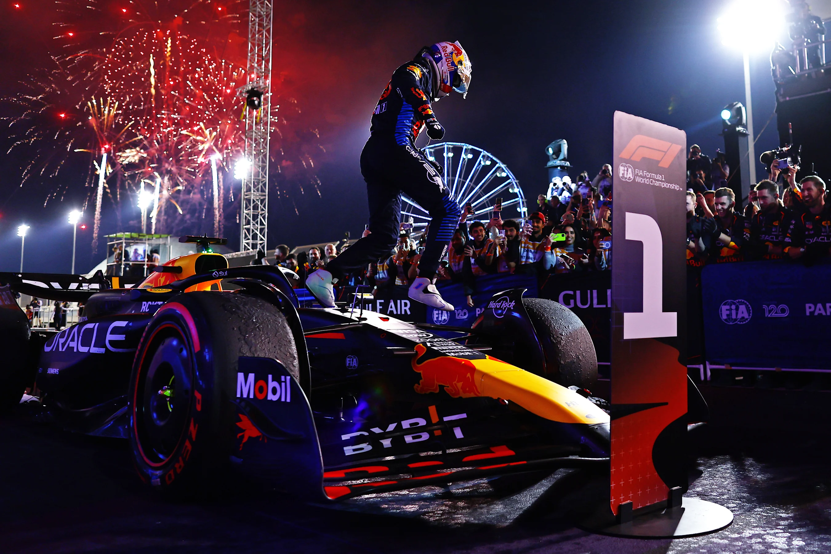 BAHRAIN, BAHRAIN - MARCH 02: Race winner Max Verstappen of the Netherlands and Oracle Red Bull