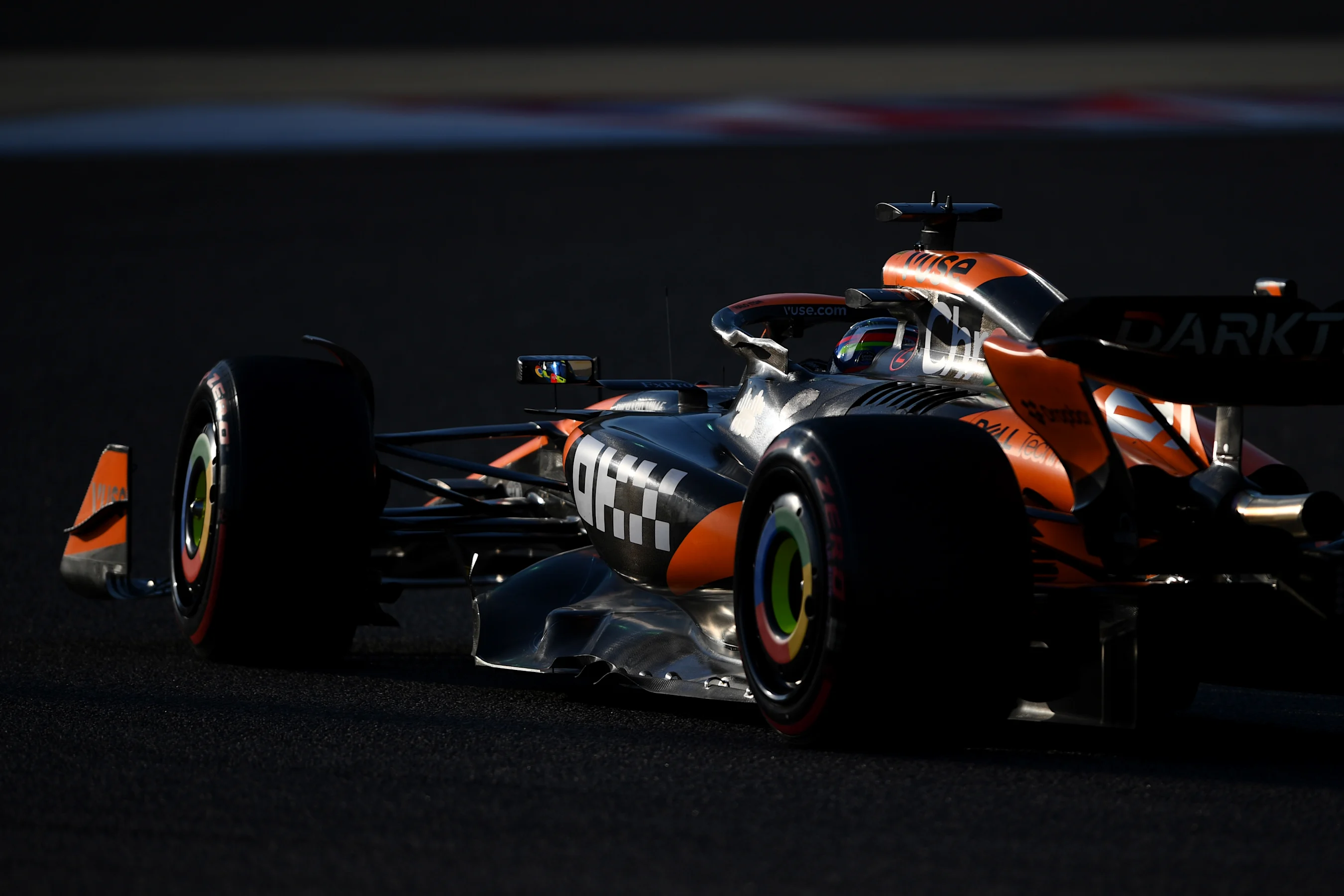 BAHRAIN, BAHRAIN - MARCH 01: Oscar Piastri of Australia driving the (81) McLaren MCL38 Mercedes on