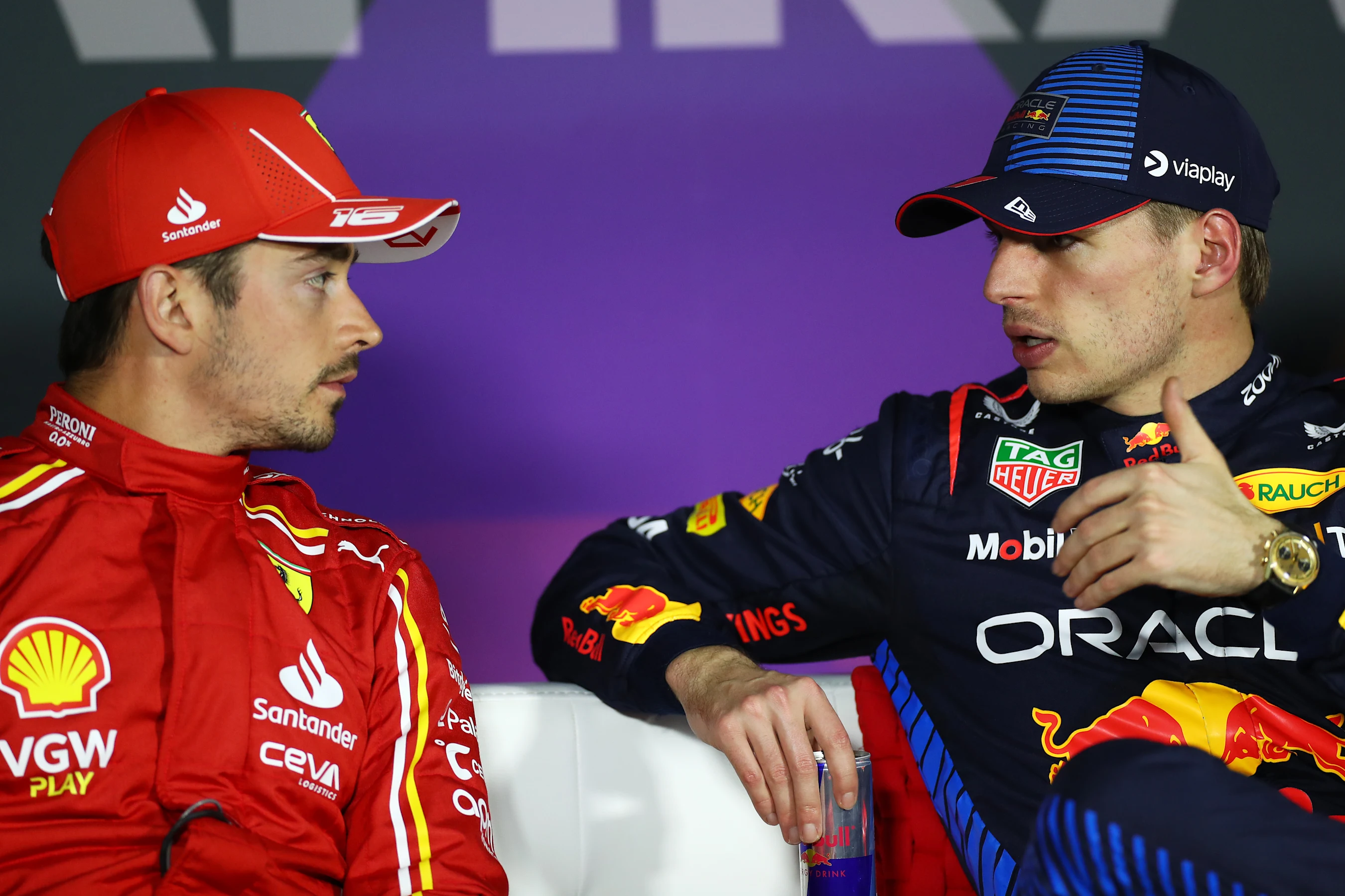 BAHRAIN, BAHRAIN - MARCH 01: Pole position qualifier Max Verstappen of the Netherlands and Oracle