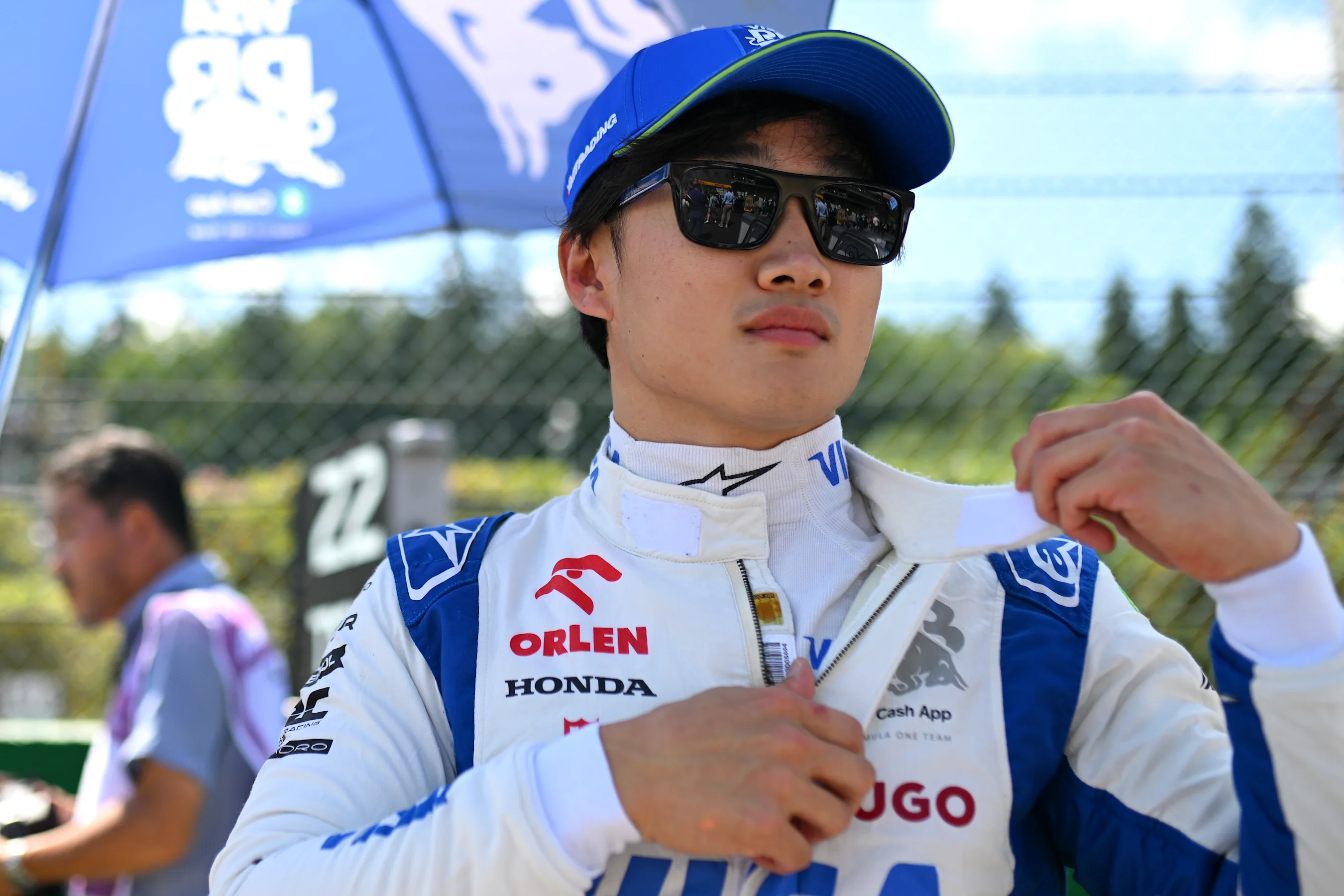 SPA, BELGIUM - JULY 28: Yuki Tsunoda of Japan and Visa Cash App RB prepares to drive on the grid