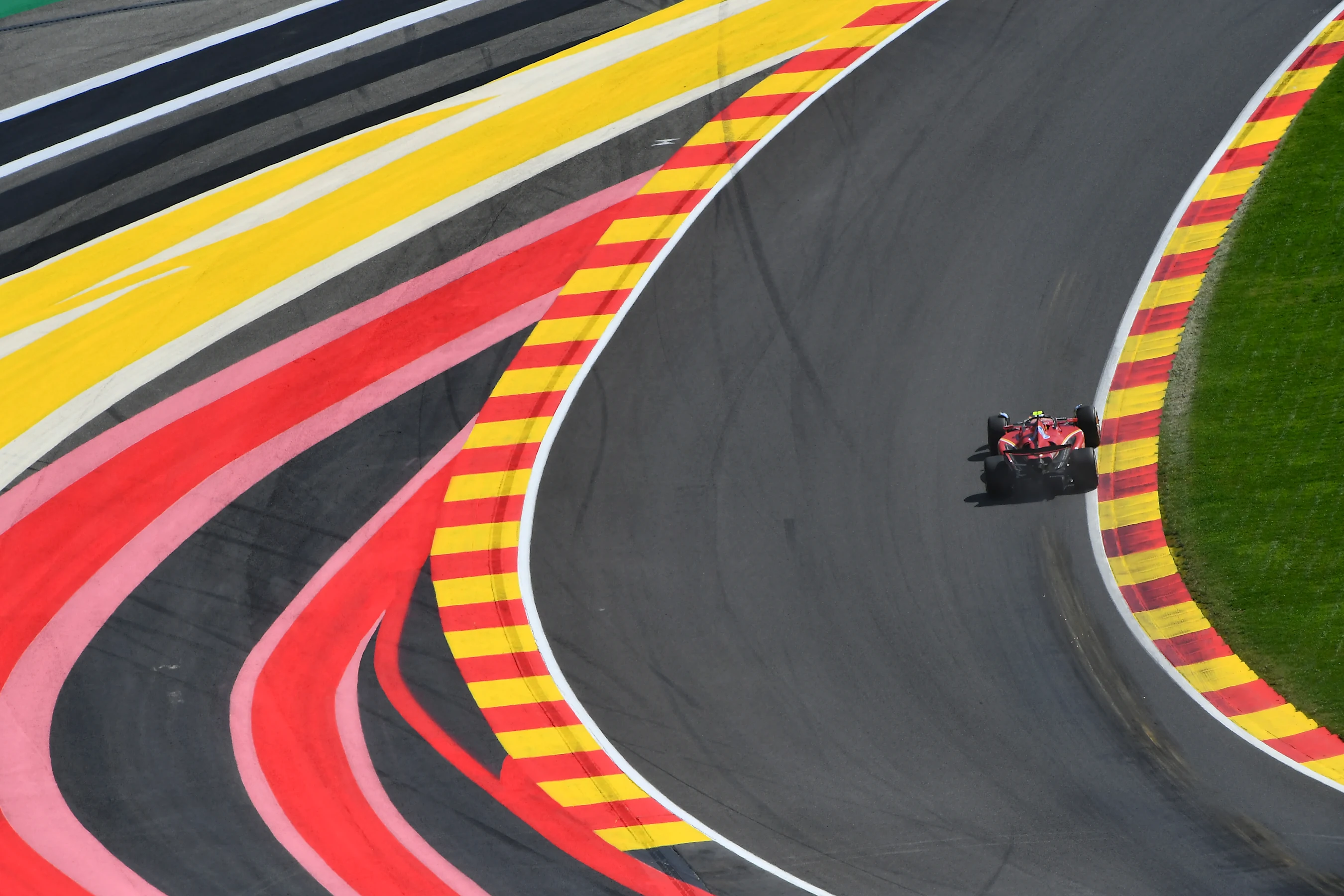 SPA, BELGIUM - JULY 28: Carlos Sainz of Spain driving (55) the Ferrari SF-24 on track during the F1