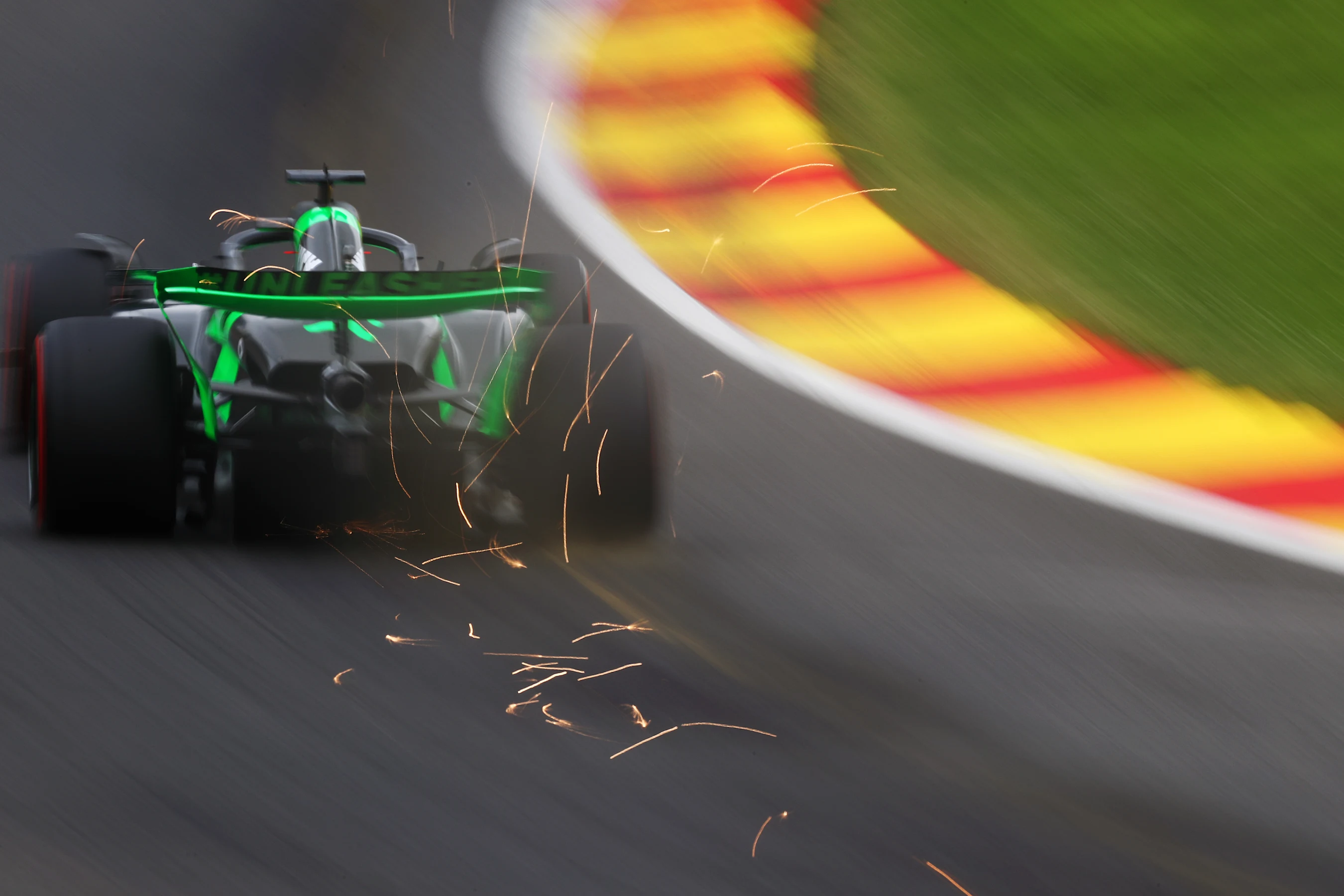SPA, BELGIUM - JULY 26: Valtteri Bottas of Finland driving the (77) Kick Sauber C44 Ferrari on