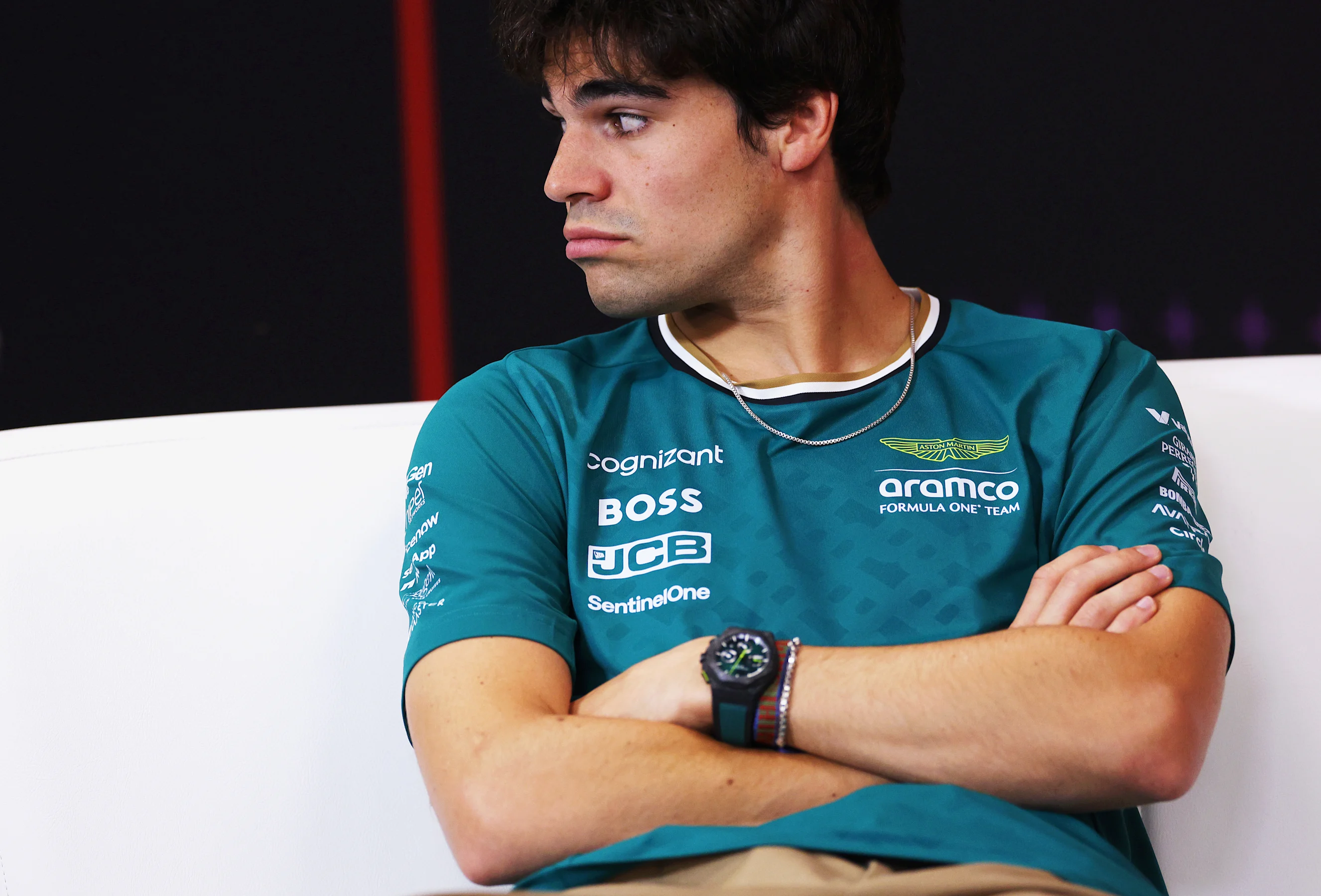 SPA, BELGIUM - JULY 25: Lance Stroll of Canada and Aston Martin F1 Team attends the Drivers Press