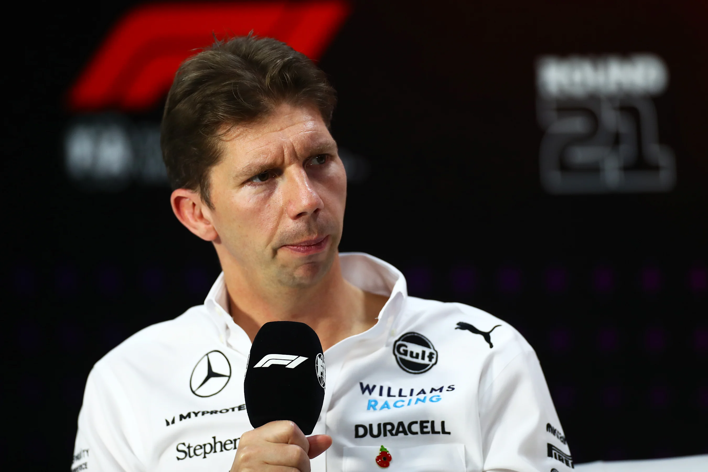 SAO PAULO, BRAZIL - NOVEMBER 01: James Vowles, Team Principal of Williams attends the press
