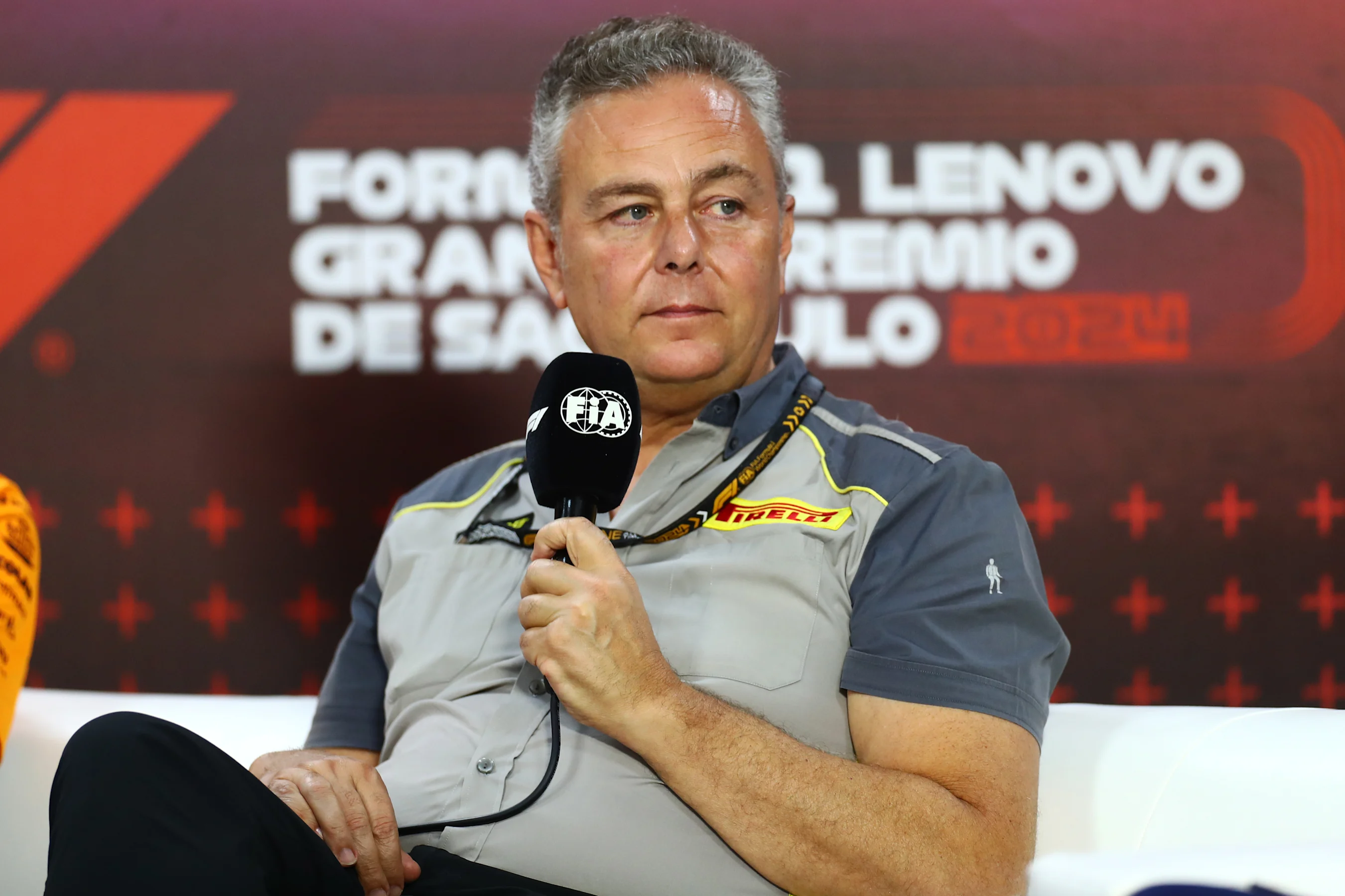 SAO PAULO, BRAZIL - NOVEMBER 01: Director of Pirelli F1 Mario Isola attends the press conference