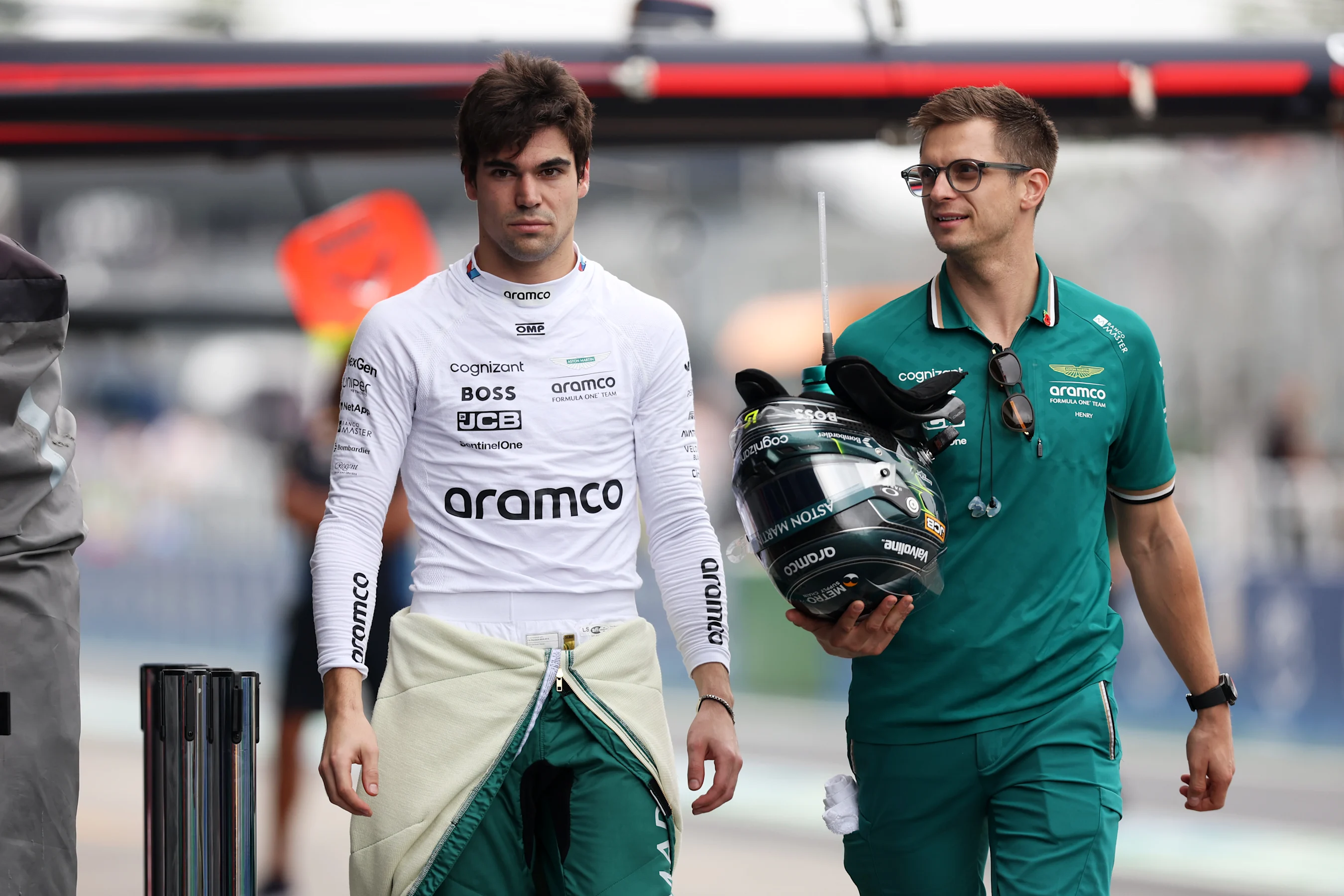 SAO PAULO, BRAZIL - NOVEMBER 01: 19th placed qualifier Lance Stroll of Canada and Aston Martin F1