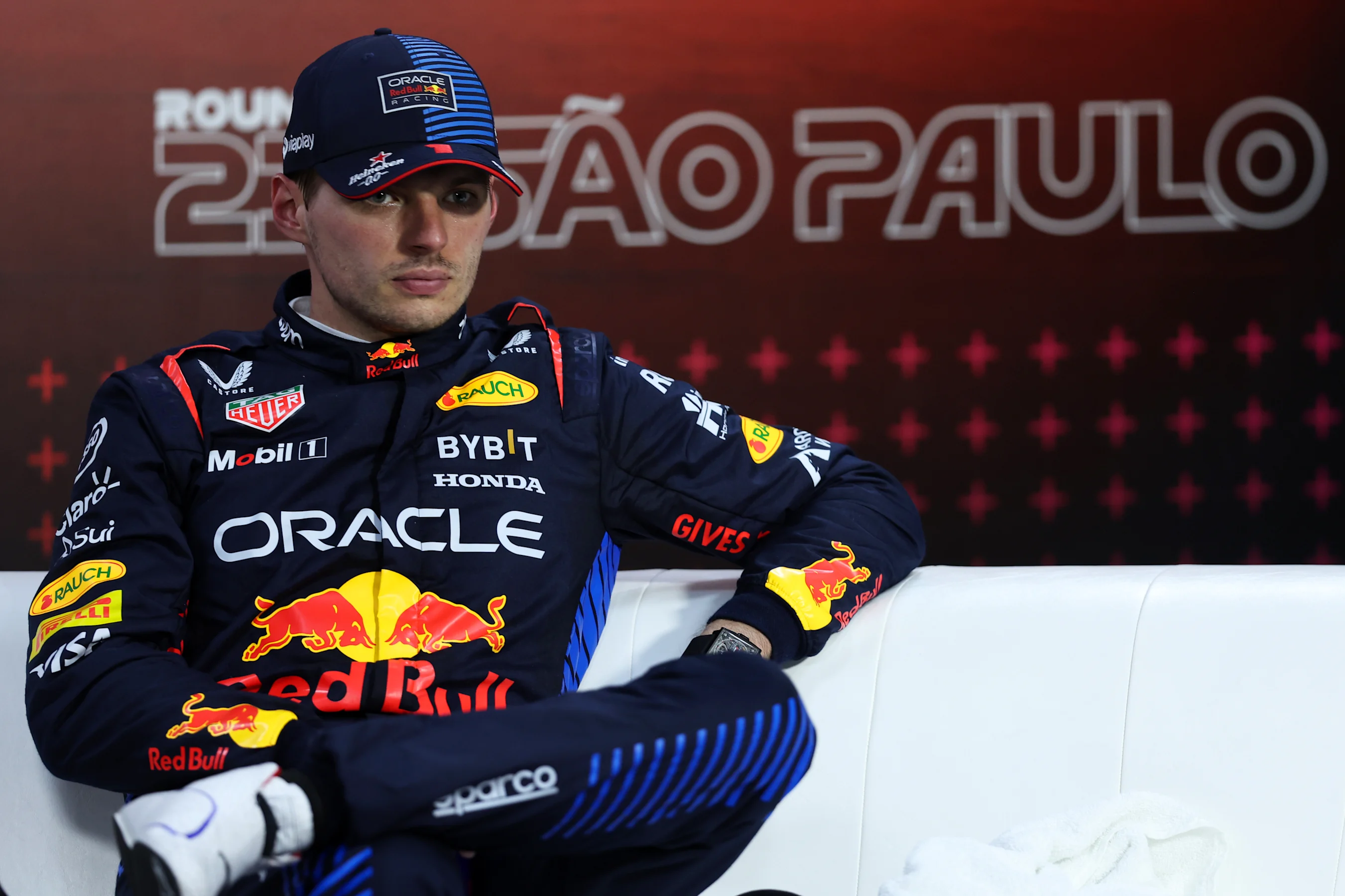 SAO PAULO, BRAZIL - NOVEMBER 02: Third placed Max Verstappen of the Netherlands and Oracle Red Bull