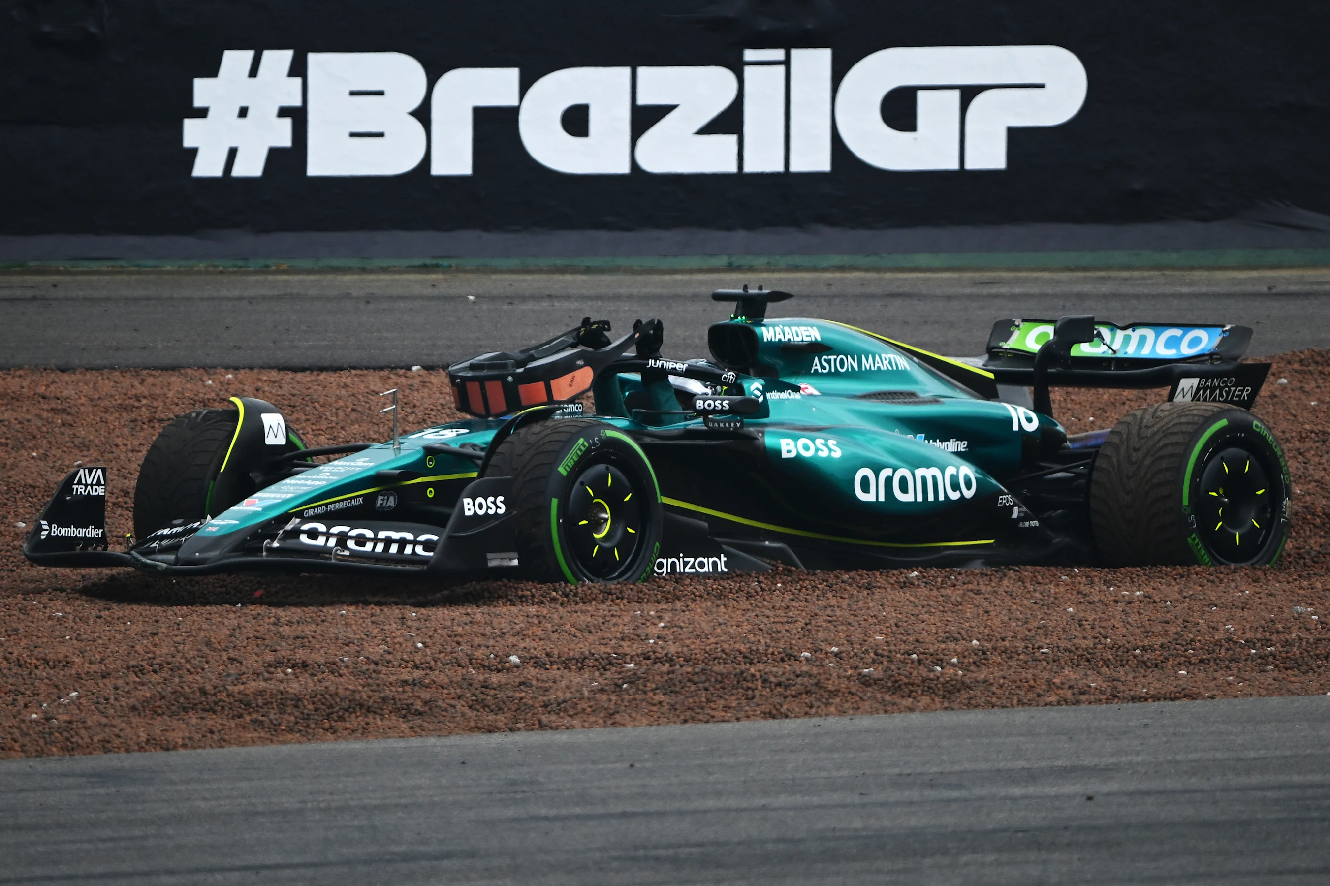 SAO PAULO, BRAZIL - NOVEMBER 03: Lance Stroll of Canada driving the (18) Aston Martin AMR24