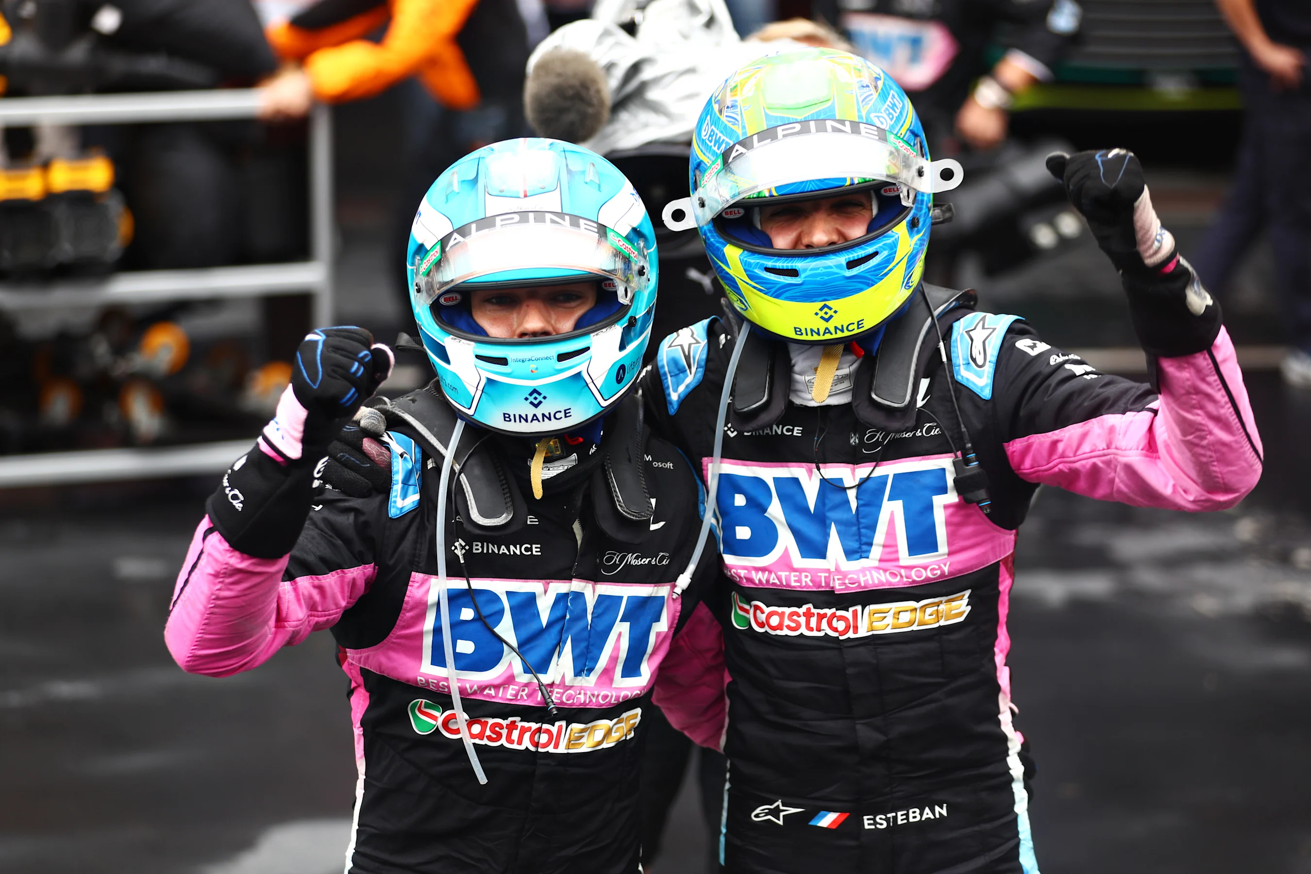 SAO PAULO, BRAZIL - NOVEMBER 03: Second placed Esteban Ocon of France and Alpine F1 and Third