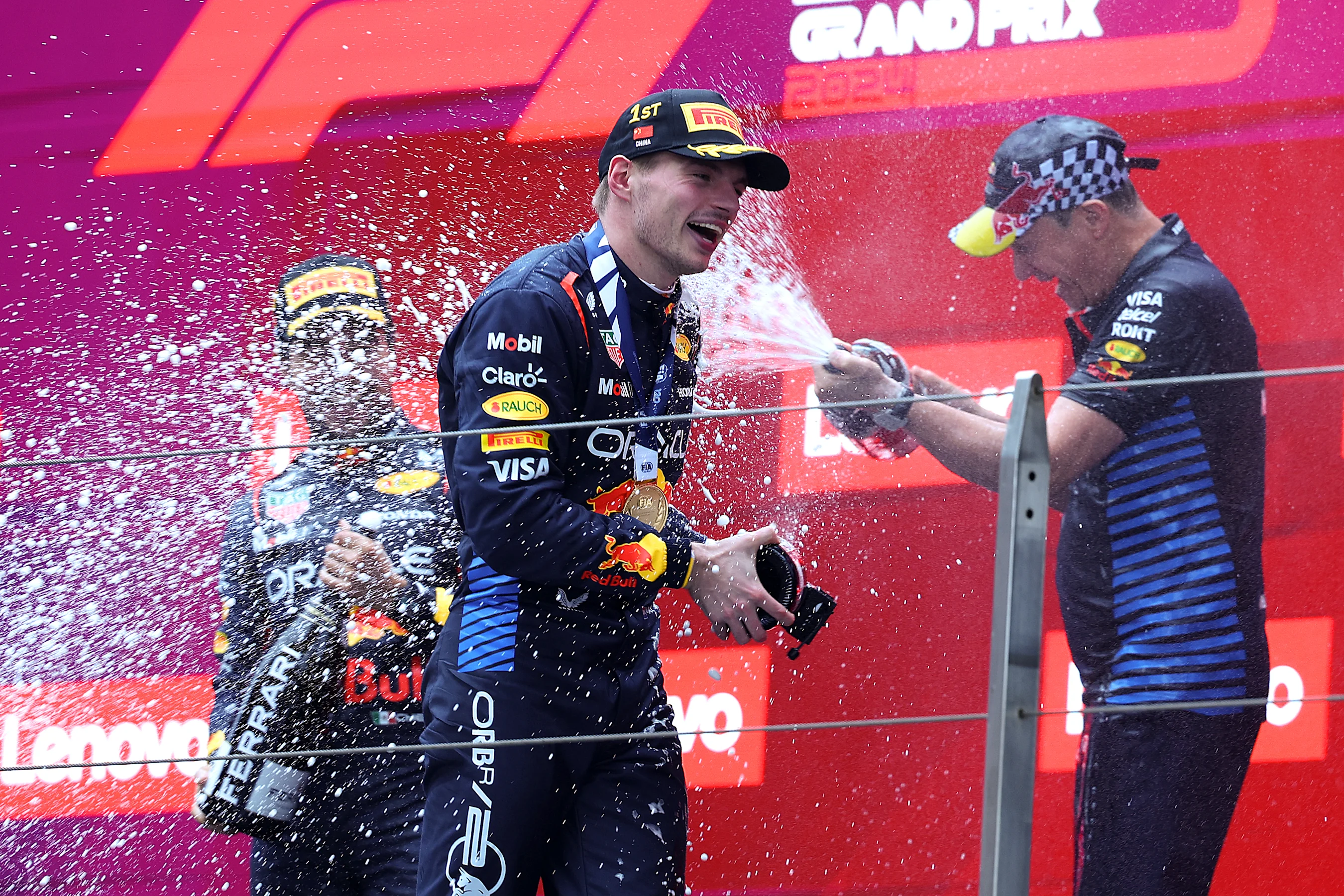 SHANGHAI, CHINA - APRIL 21: Race winner Max Verstappen of the Netherlands and Oracle Red Bull