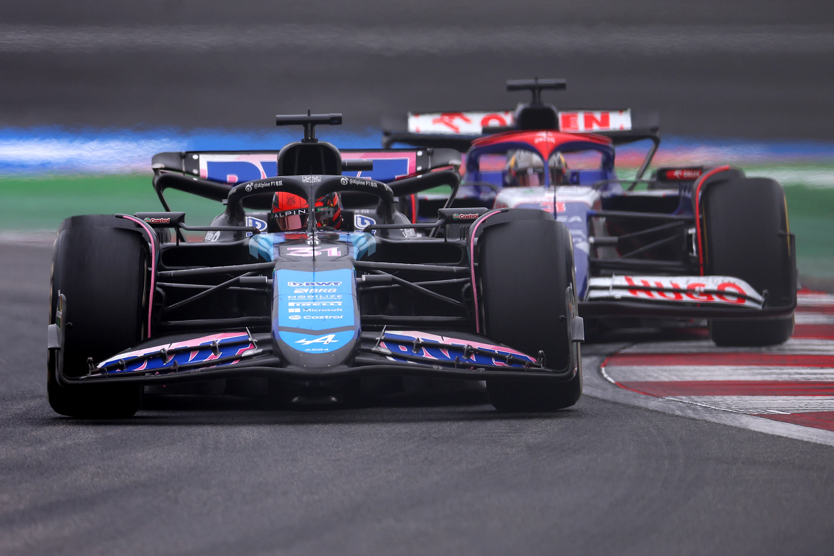 SHANGHAI, CHINA - APRIL 21: Esteban Ocon of France driving the (31) Alpine F1 A524 Renault leads