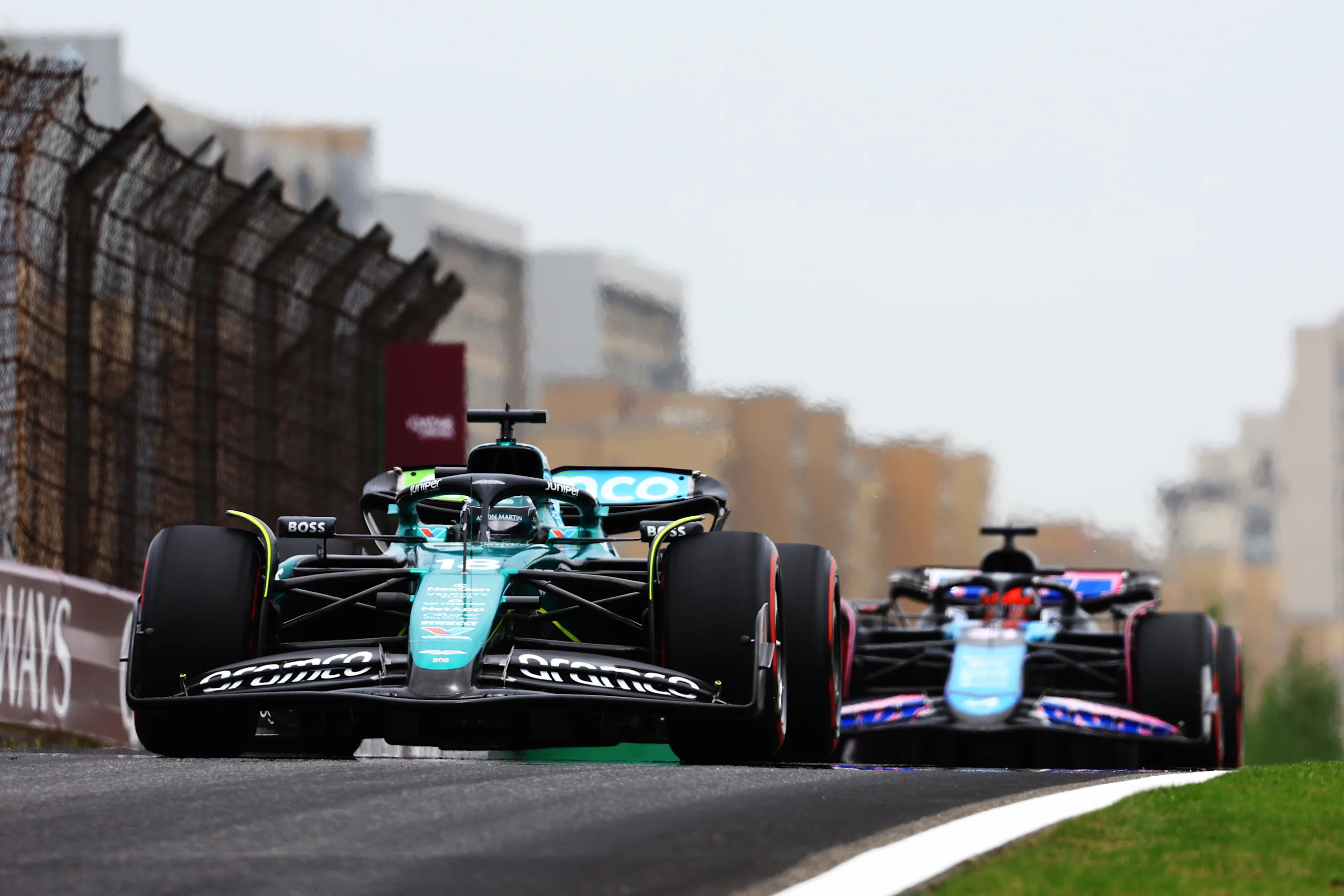 SHANGHAI, CHINA - APRIL 19: Lance Stroll of Canada driving the (18) Aston Martin AMR24 Mercedes &