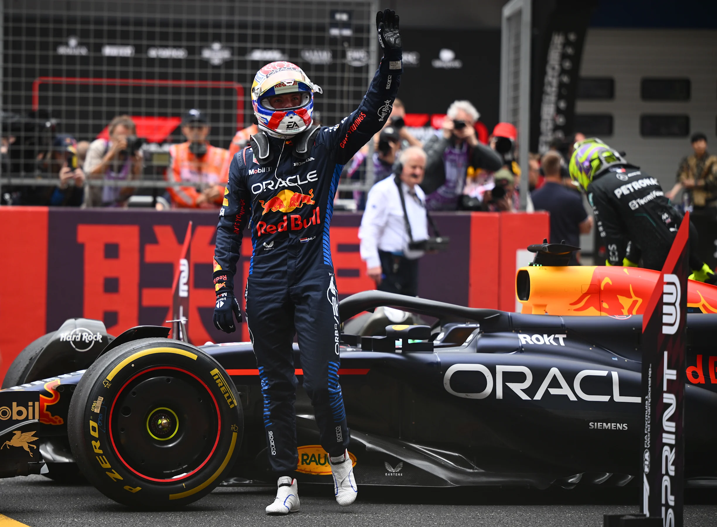 SHANGHAI, CHINA - APRIL 20: Sprint winner Max Verstappen of the Netherlands and Oracle Red Bull