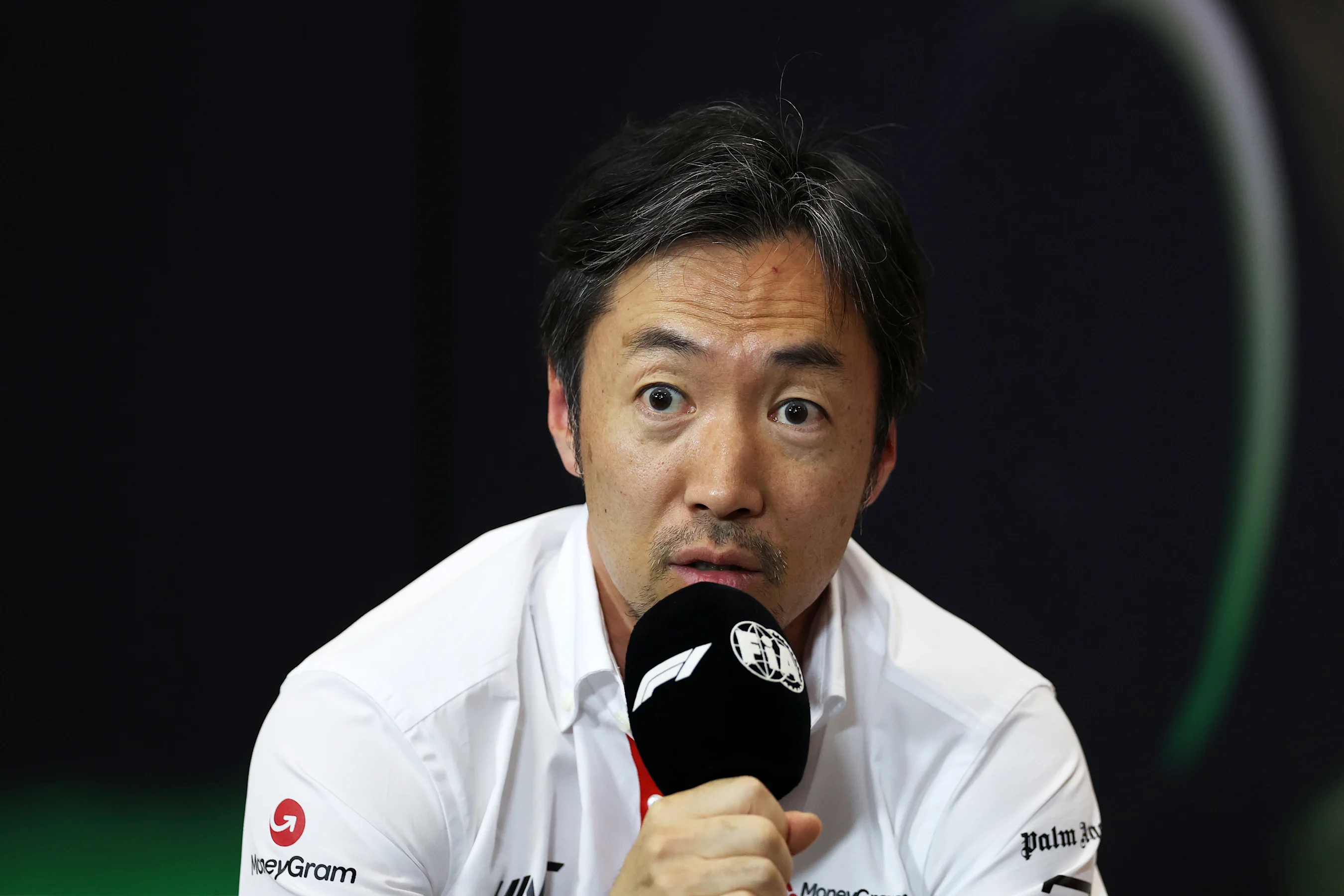 IMOLA, ITALY - MAY 17: Haas F1 Team Principal Ayao Komatsu attends the Team Principals Press
