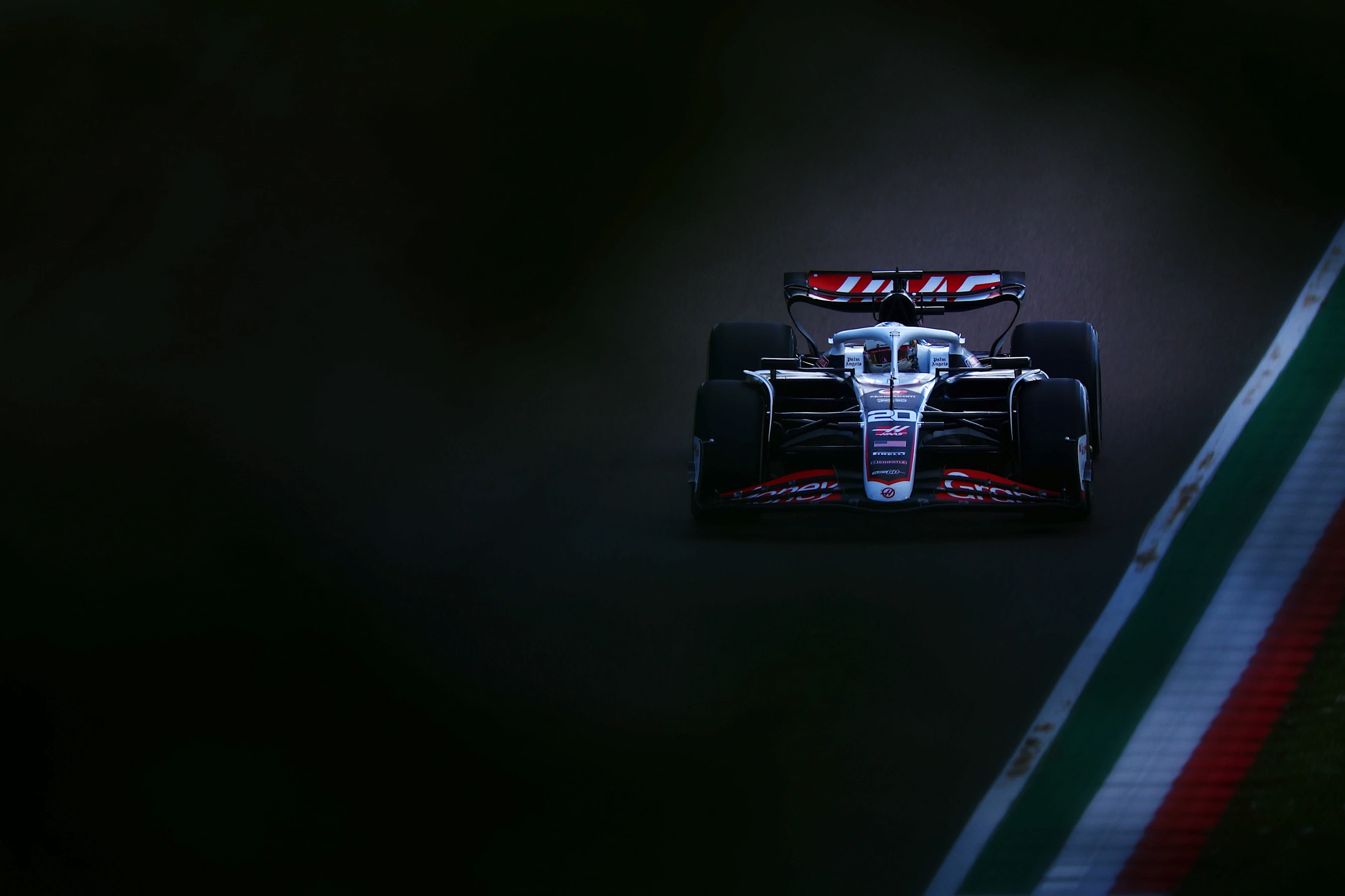 IMOLA, ITALY - MAY 17: Kevin Magnussen of Denmark driving the (20) Haas F1 VF-24 Ferrari on track
