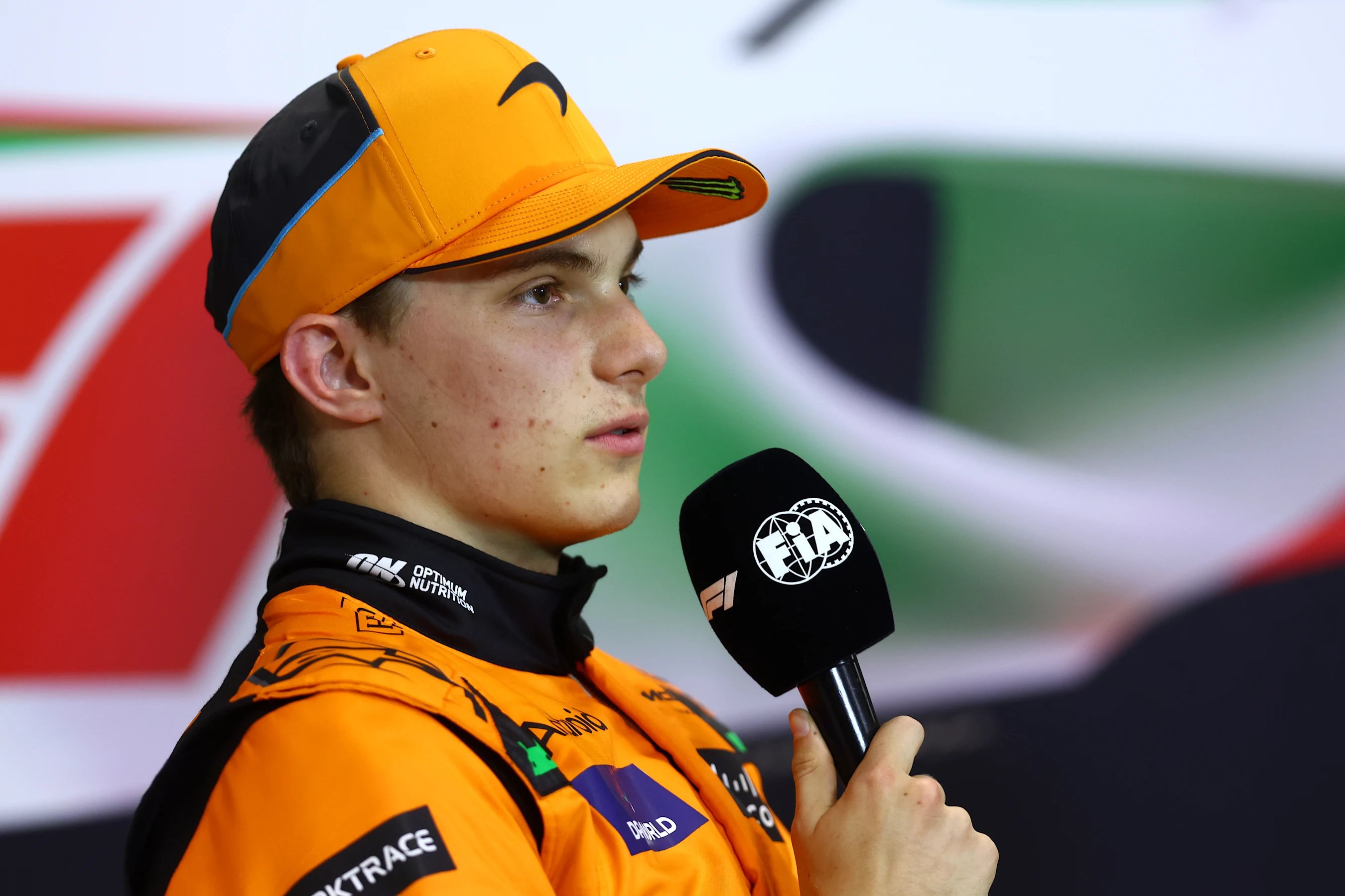 IMOLA, ITALY - MAY 18: Second placed qualifier Oscar Piastri of Australia and McLaren attends the