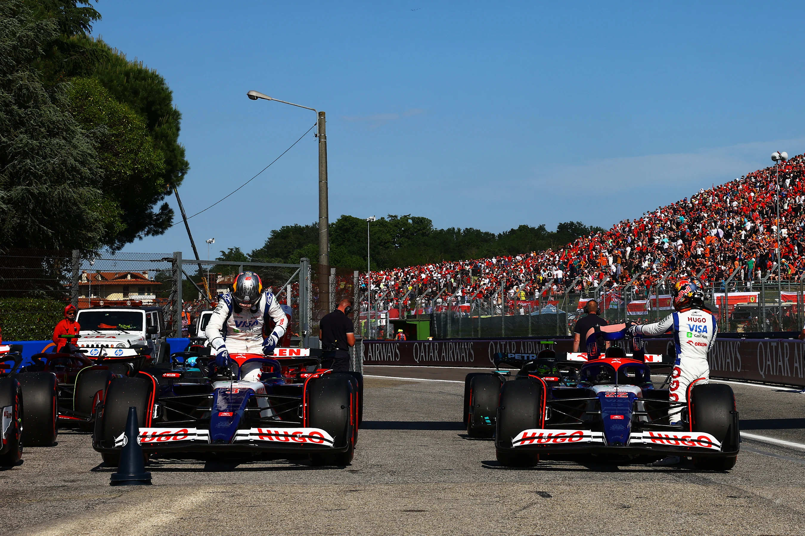 IMOLA, ITALY - MAY 18: 7th placed qualifier Yuki Tsunoda of Japan and Visa Cash App RB and 9th