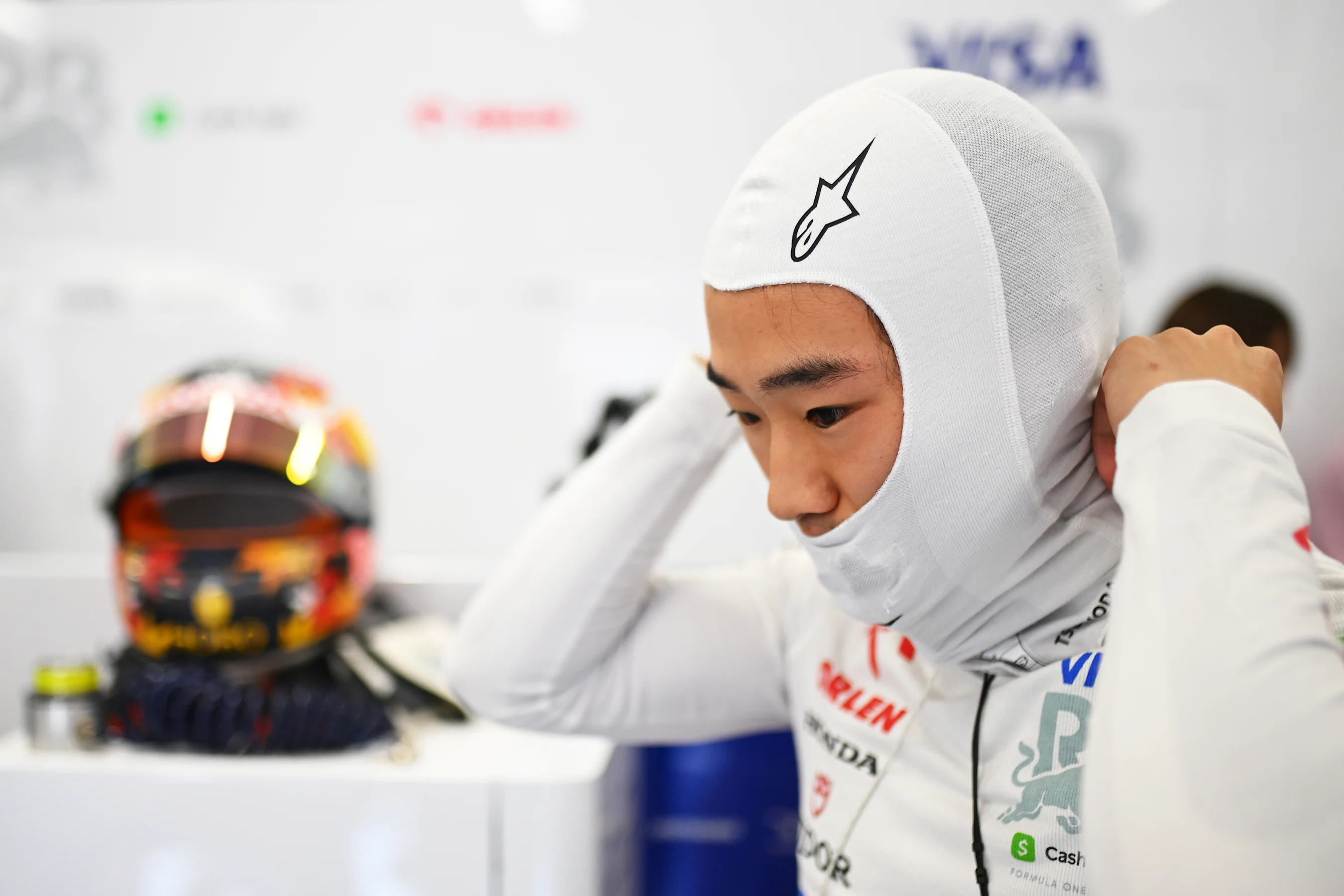 BUDAPEST, HUNGARY - JULY 19: Yuki Tsunoda of Japan and Visa Cash App RB prepares to drive in the
