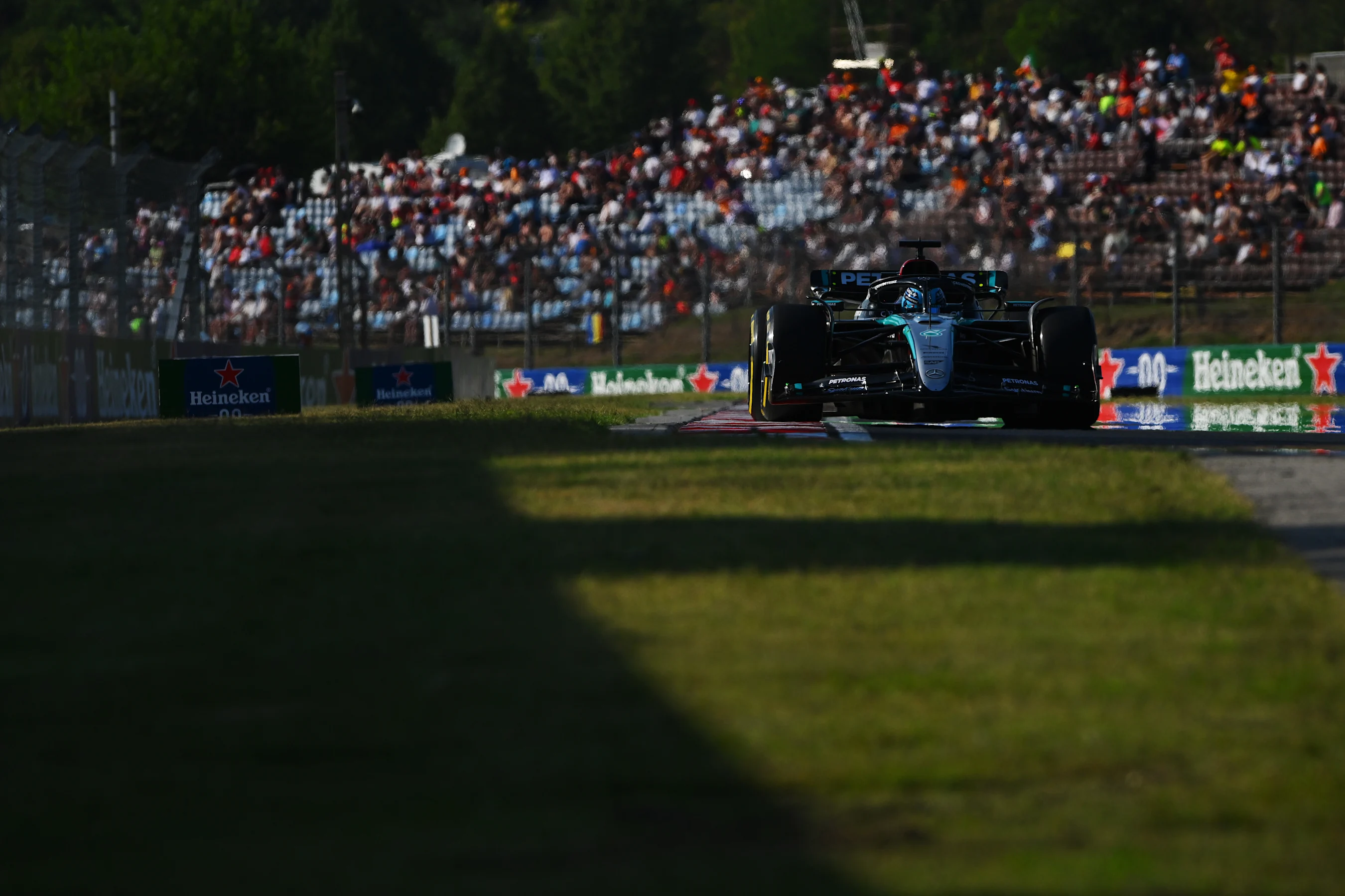 BUDAPEST, HUNGARY - JULY 19: George Russell of Great Britain driving the (63) Mercedes AMG Petronas