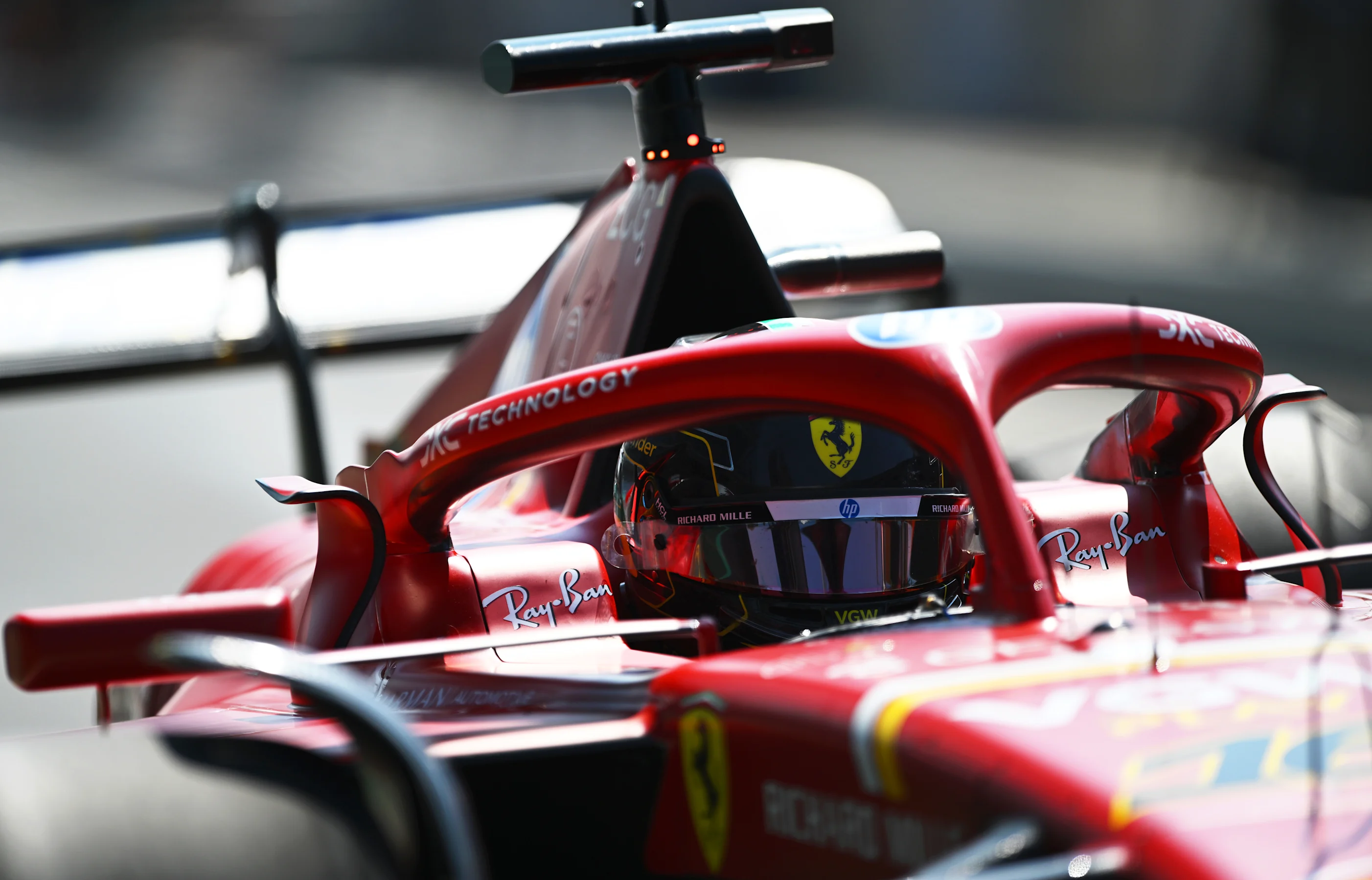MONZA, ITALY - AUGUST 30: Charles Leclerc of Monaco driving the (16) Ferrari SF-24 in the Pitlane