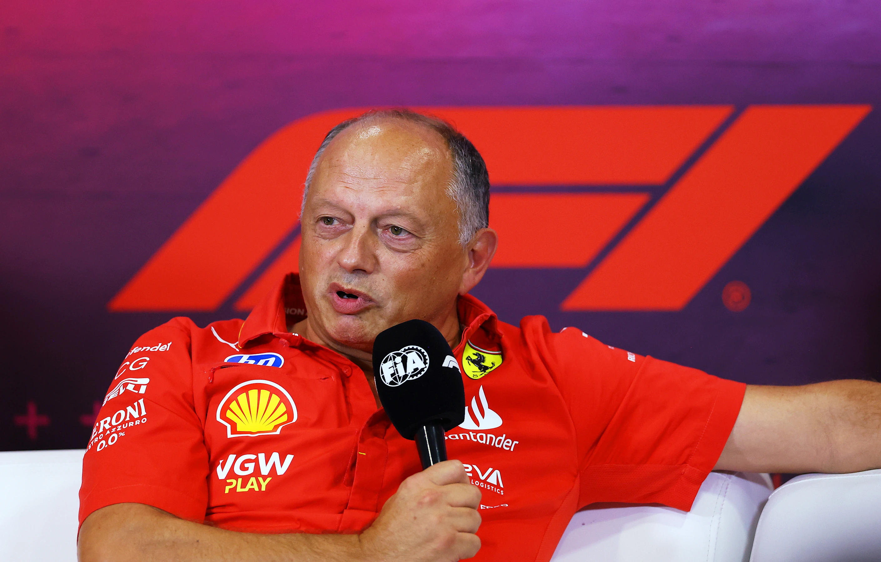 MONZA, ITALY - AUGUST 30: Ferrari Team Principal Frederic Vasseur attends the Team Principals Press